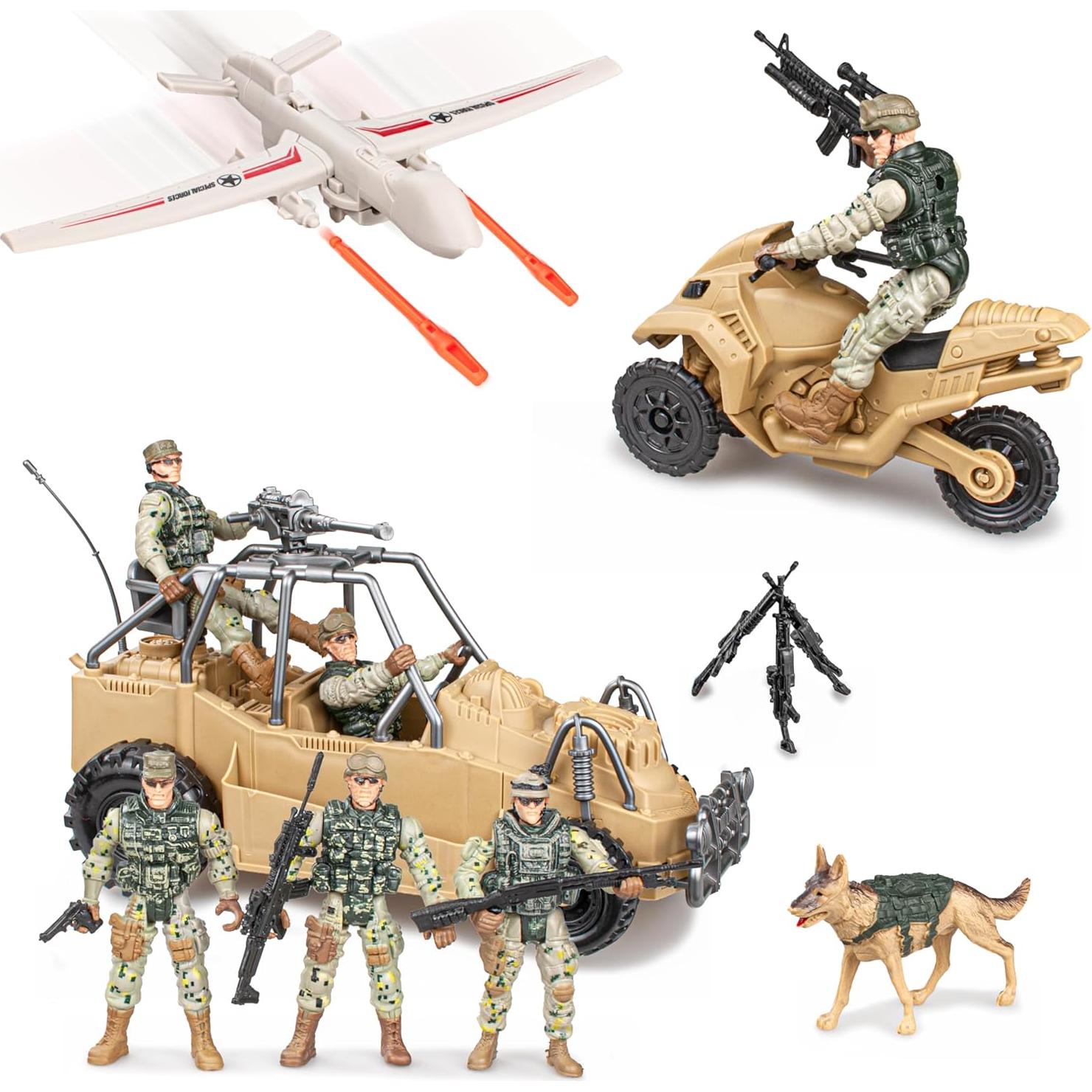 Set de Figuras de Acción Militar 10PCS - Ejército EE. UU. con Vehículos y Armas