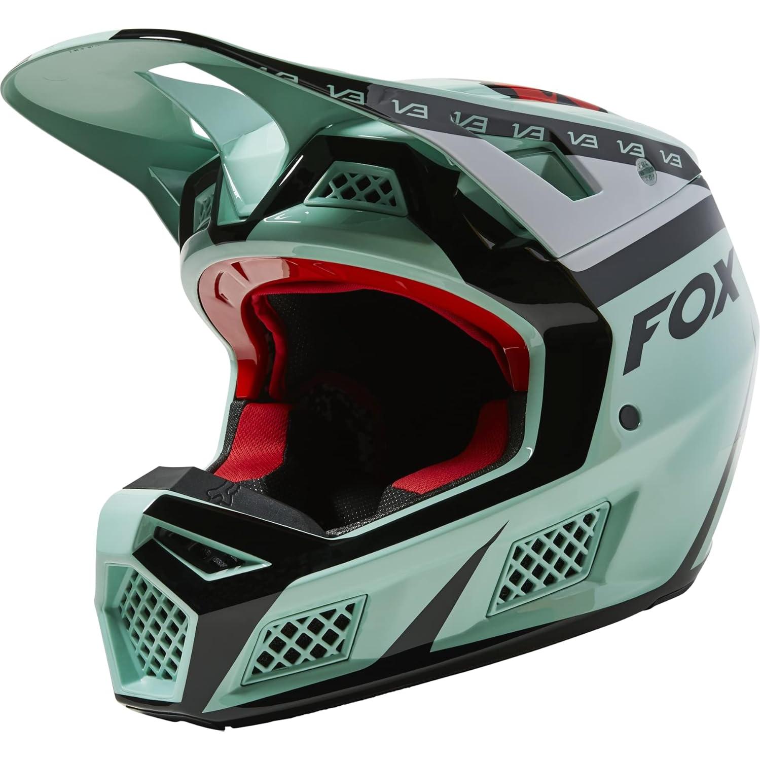 Casco de Motocross Fox Racing V3 RS DVIDE Jade Mediano