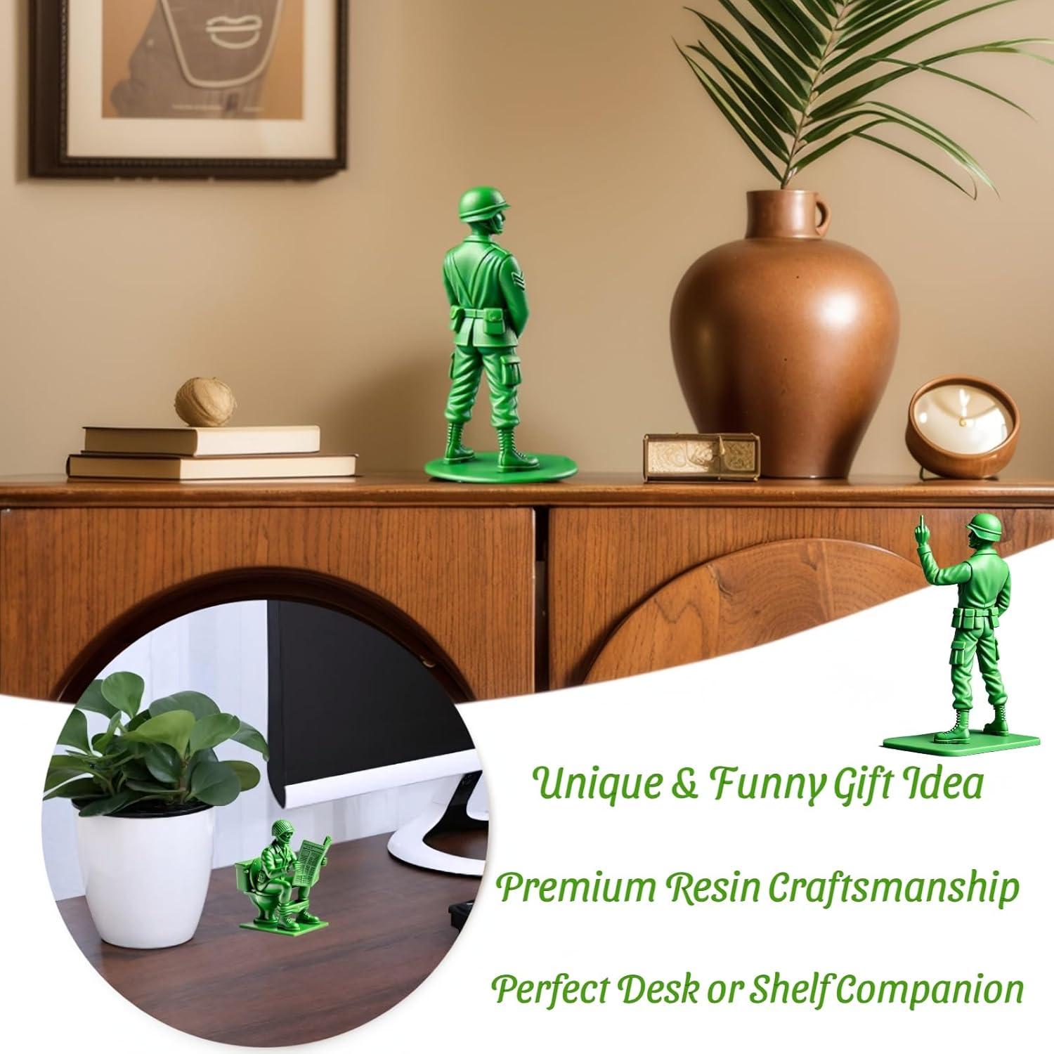 Estatua Soldado Verde Divertido Quisent 8 cm Resina Duradera