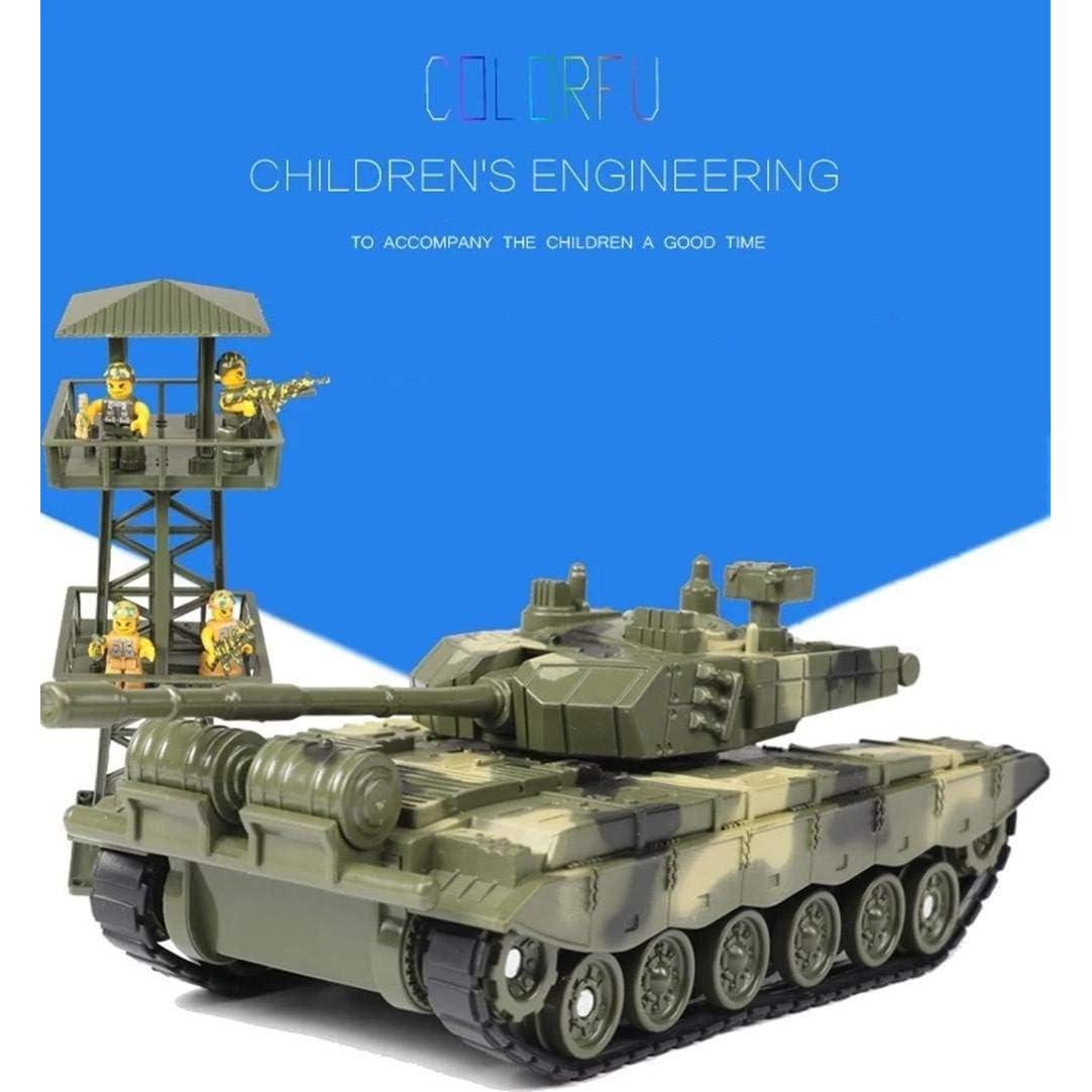 ZUKULIFE Camión de Plataforma con Tanque y Soldados - Juguete Militar