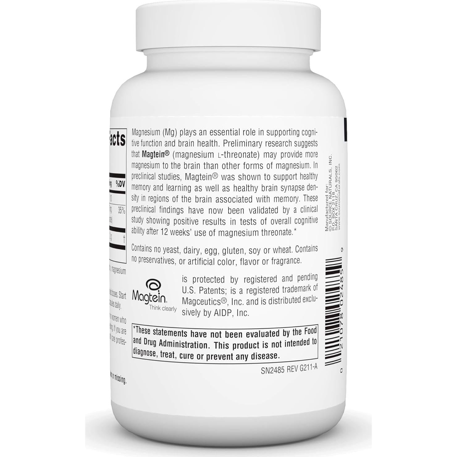 Source Naturals Magtein Magnesio L-Treonato 667mg 90 Cápsulas
