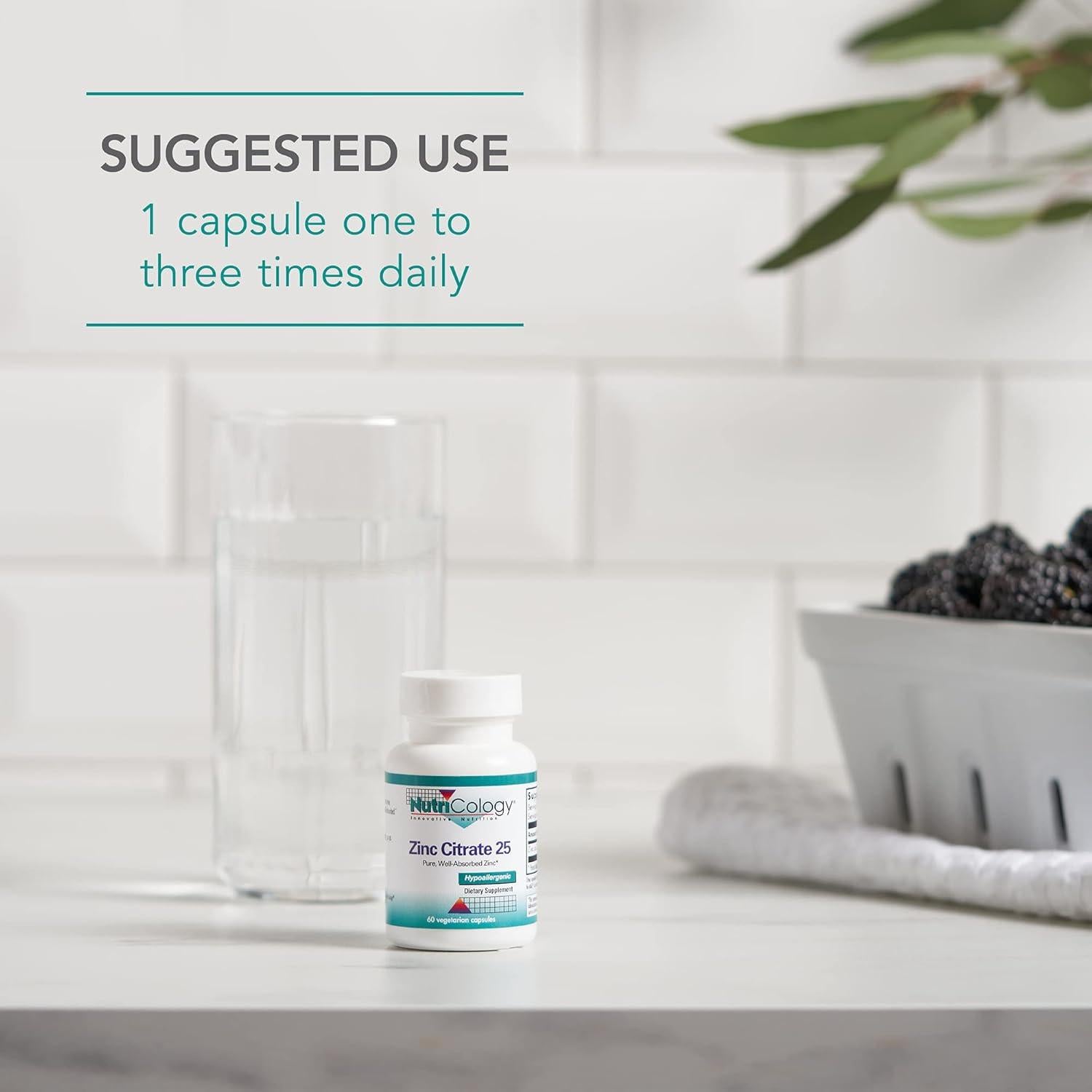 Suplemento de Citrato de Zinc NutriCology 25mg - 60 Cápsulas