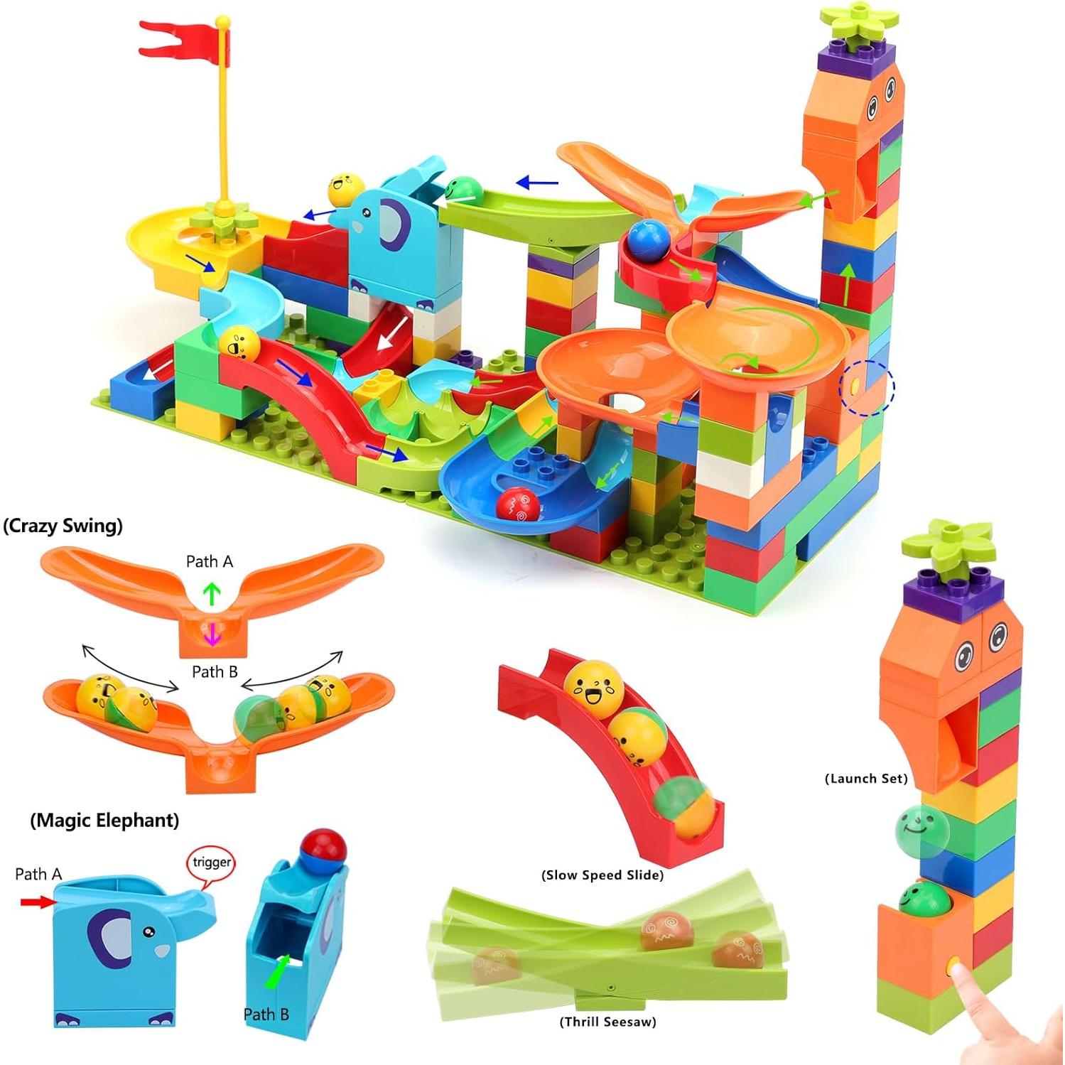 Bloques de Construcción Carrera de Canicas COUOMOXA 130 Pcs