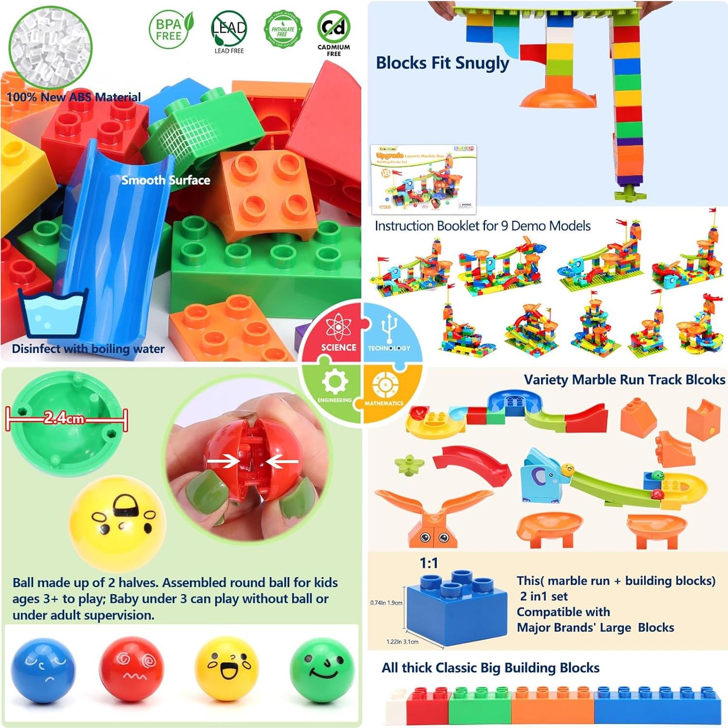 Bloques de Construcción Carrera de Canicas COUOMOXA 130 Pcs