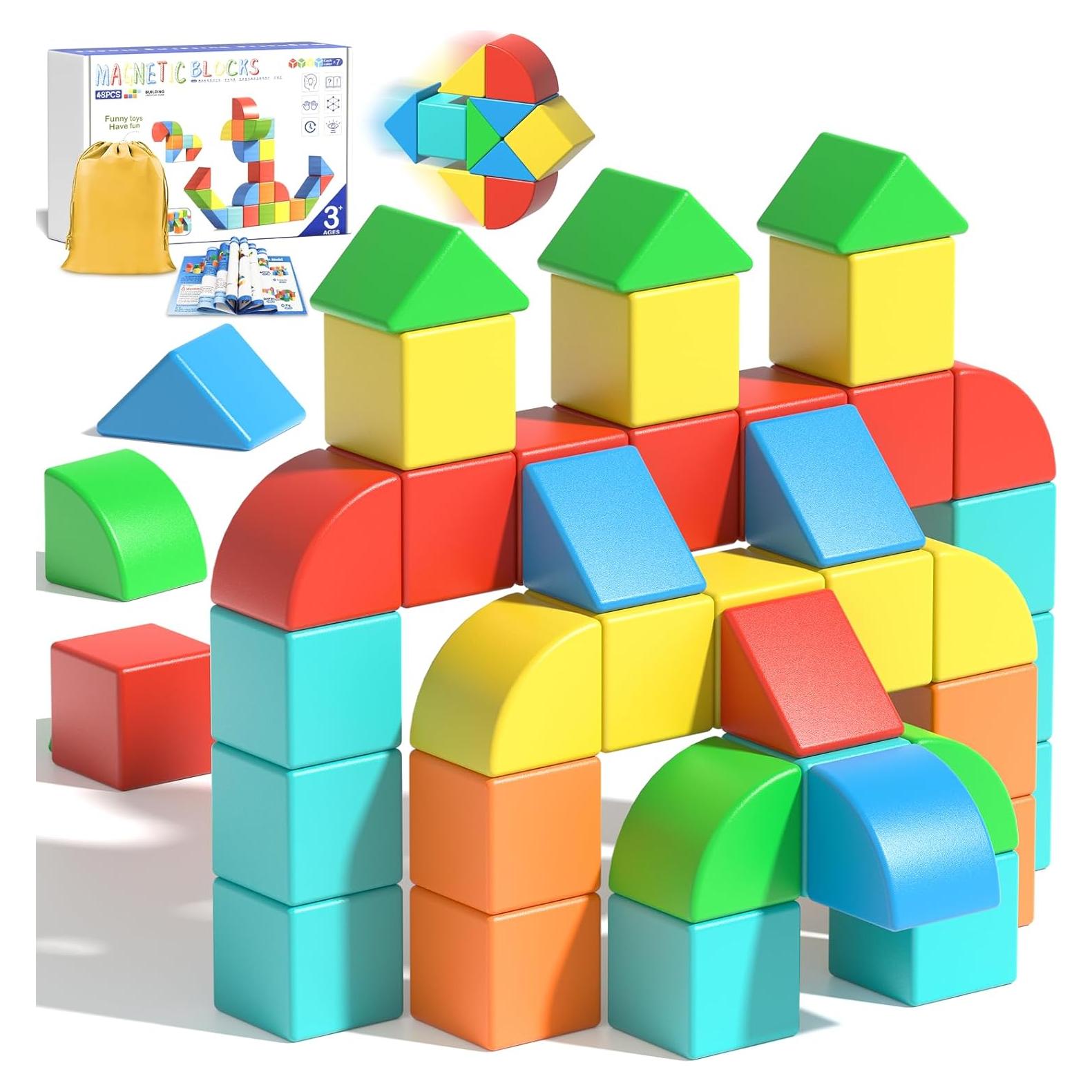 Bloques Magnéticos Veneibe 48 PCS Juguetes Educativos 3D