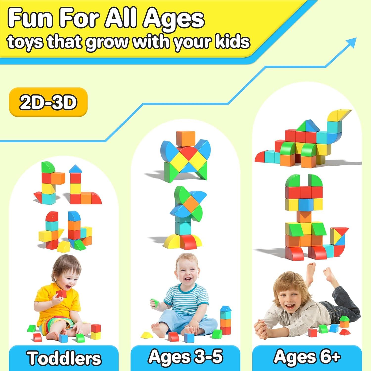 Bloques Magnéticos Veneibe 48 PCS Juguetes Educativos 3D