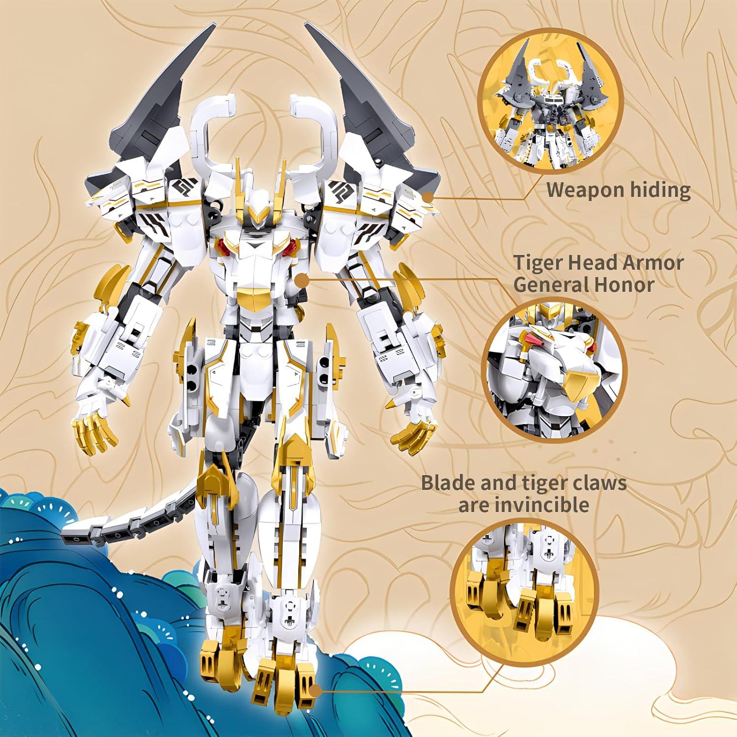 Robot Samurai Tigre Blanco CSNRHG 679 Piezas Juguete de Construcción