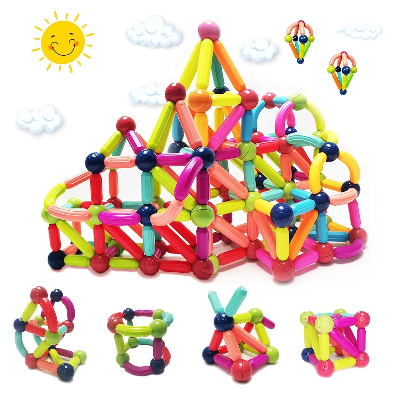 Juego de Palitos y Bolas Magnéticas GemPrime 100 Pcs - Juguetes STEM