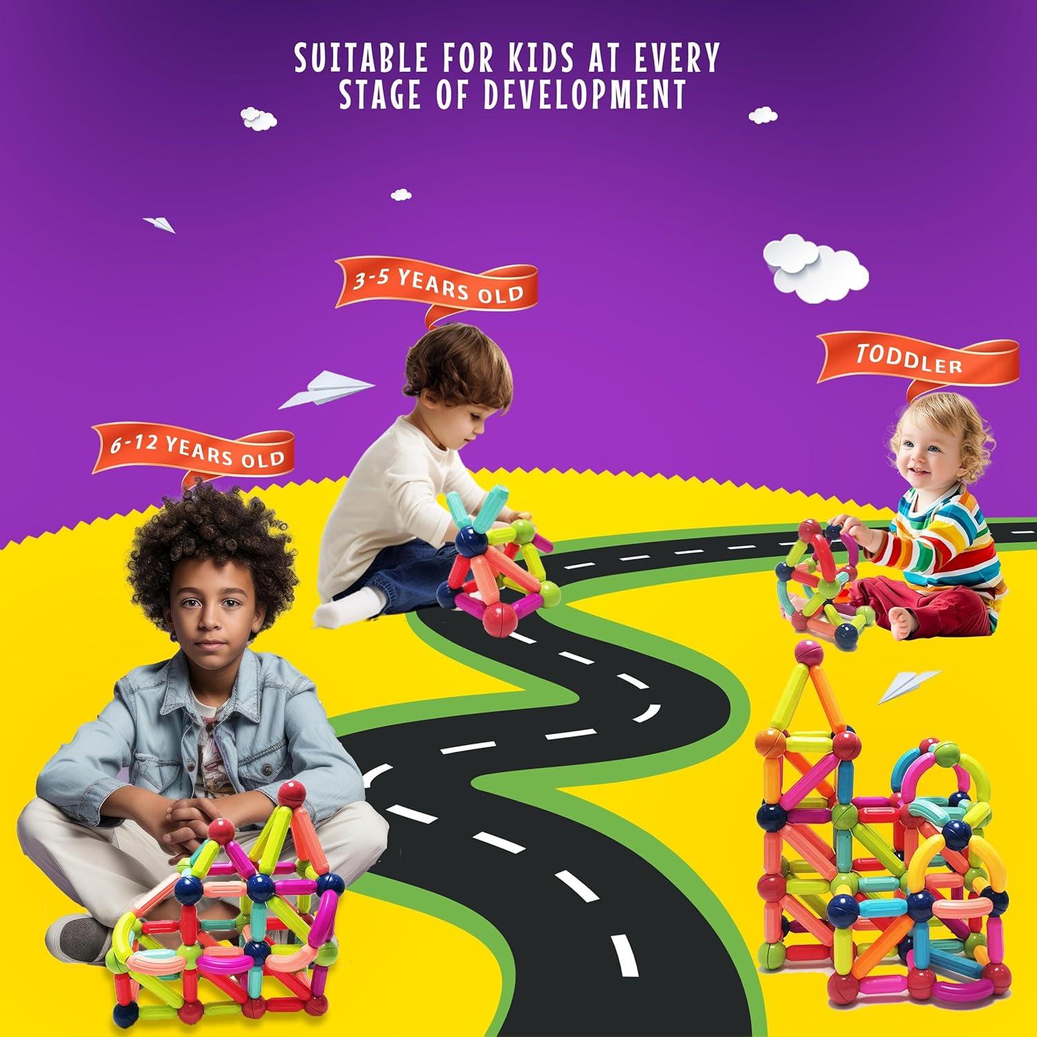 Juego de Palitos y Bolas Magnéticas GemPrime 100 Pcs - Juguetes STEM