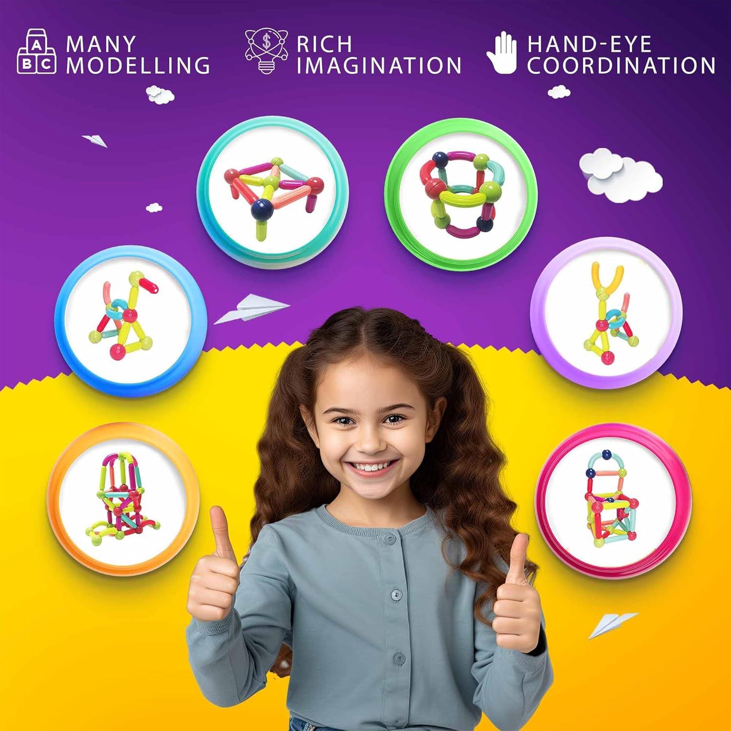 Juego de Palitos y Bolas Magnéticas GemPrime 100 Pcs - Juguetes STEM