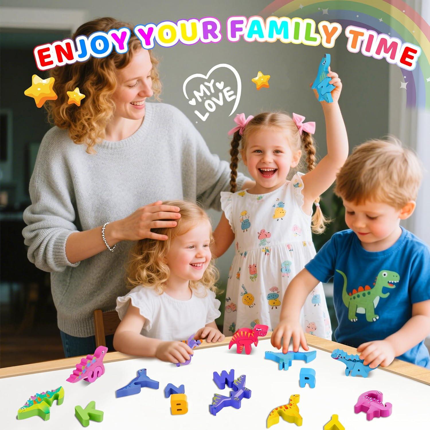 Rompecabezas de Madera Montessori Dinosaurios ABC 52 Piezas