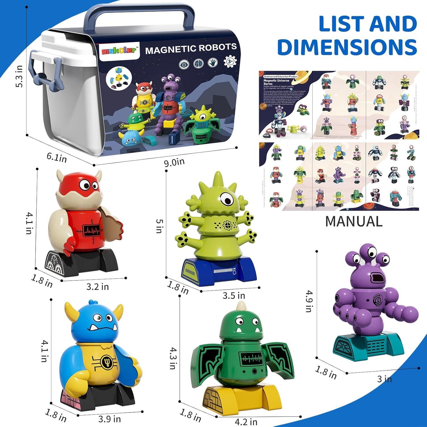 Juguetes Robot Magnéticos MSKOLER para Niños 3-8 Años