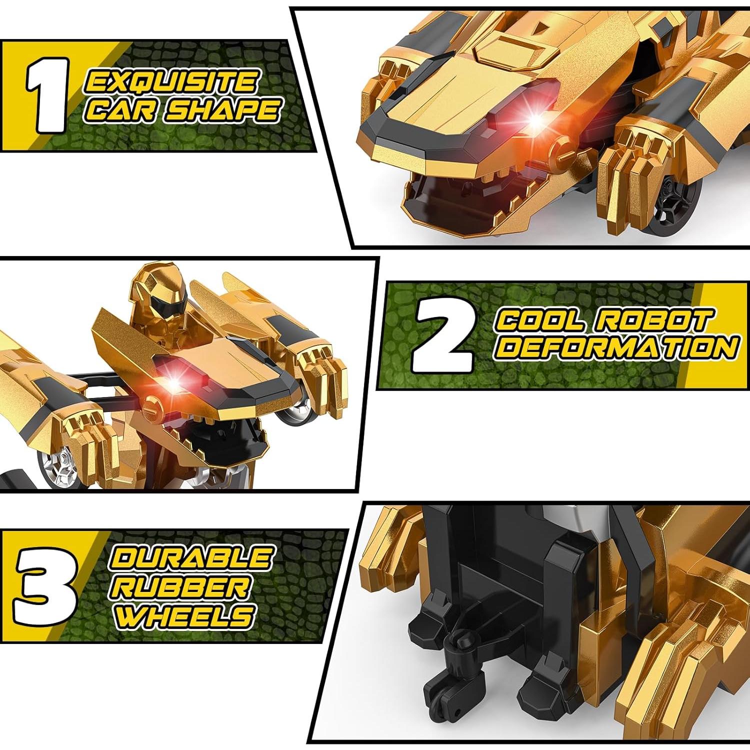 Coche RC Transformable Dinosaurio Kroyedfuw 25.4cm Amarillo