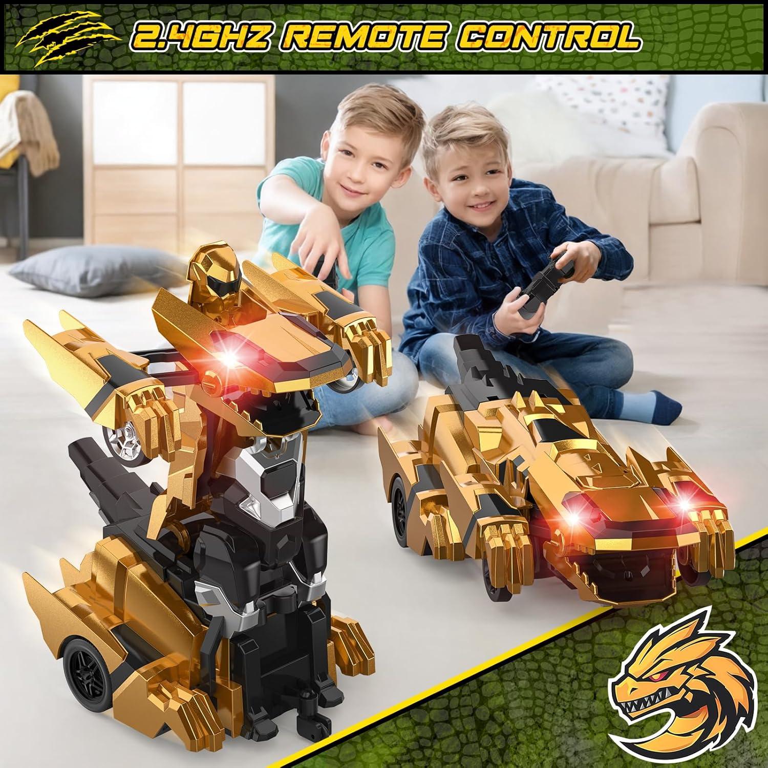Coche RC Transformable Dinosaurio Kroyedfuw 25.4cm Amarillo
