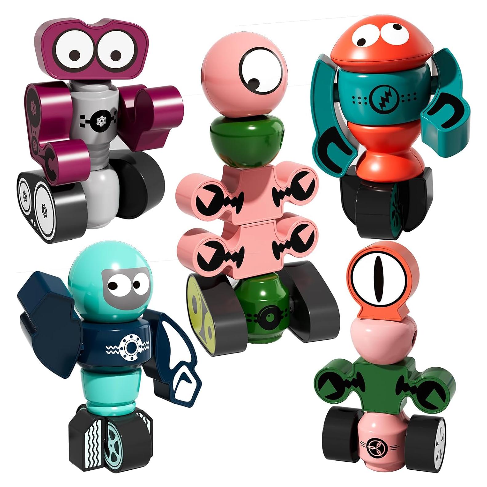 Juguete Robot Magnético TEMI para Niños 3 a 7 Años - 5 Robots de Planeta