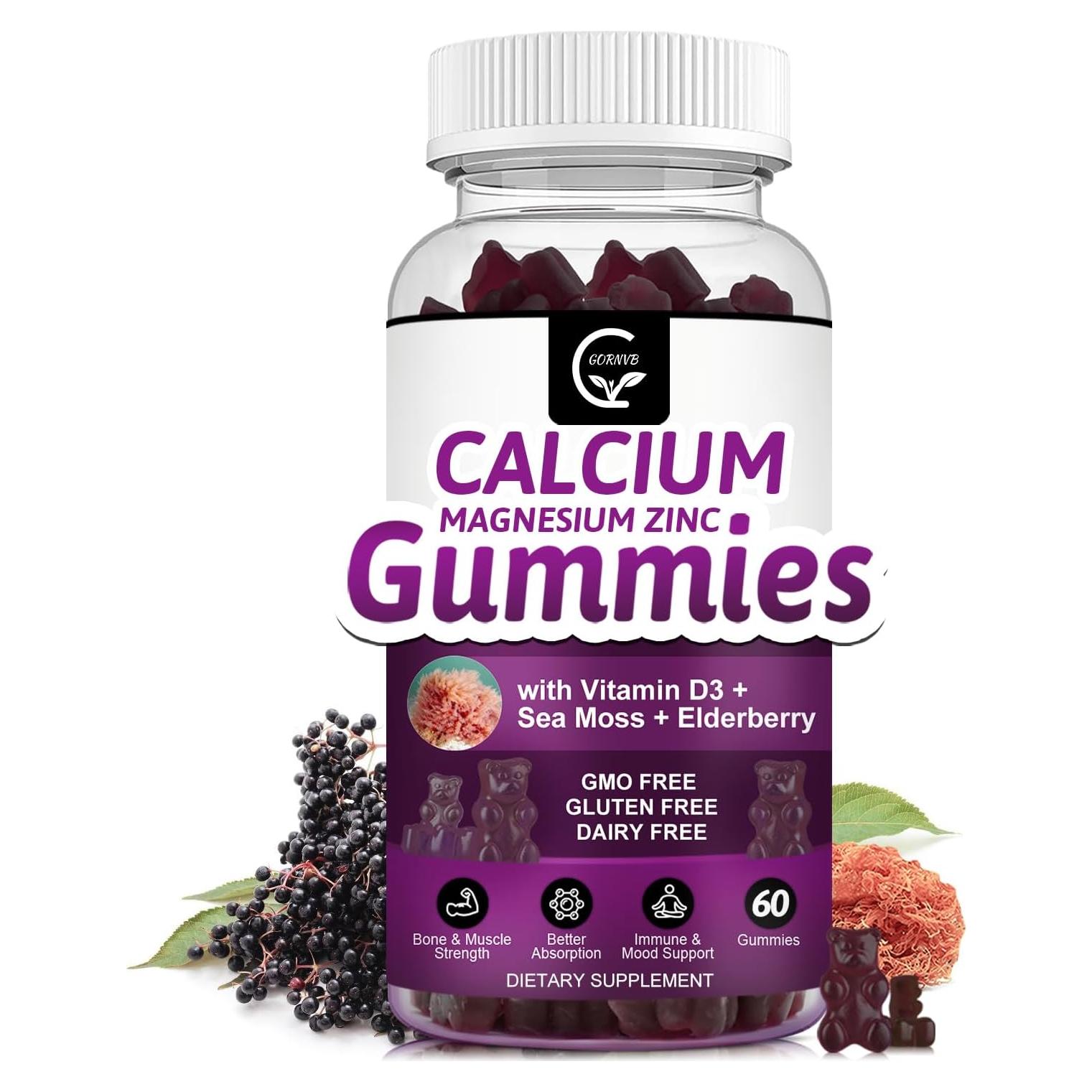 Gomitas de Calcio Magnesio Zinc GORNVB 300mg Veganas 60 Unidades