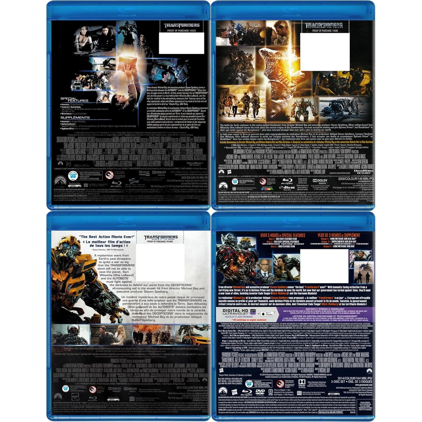 Colección Blu-ray 4 películas Transformers - PG-13