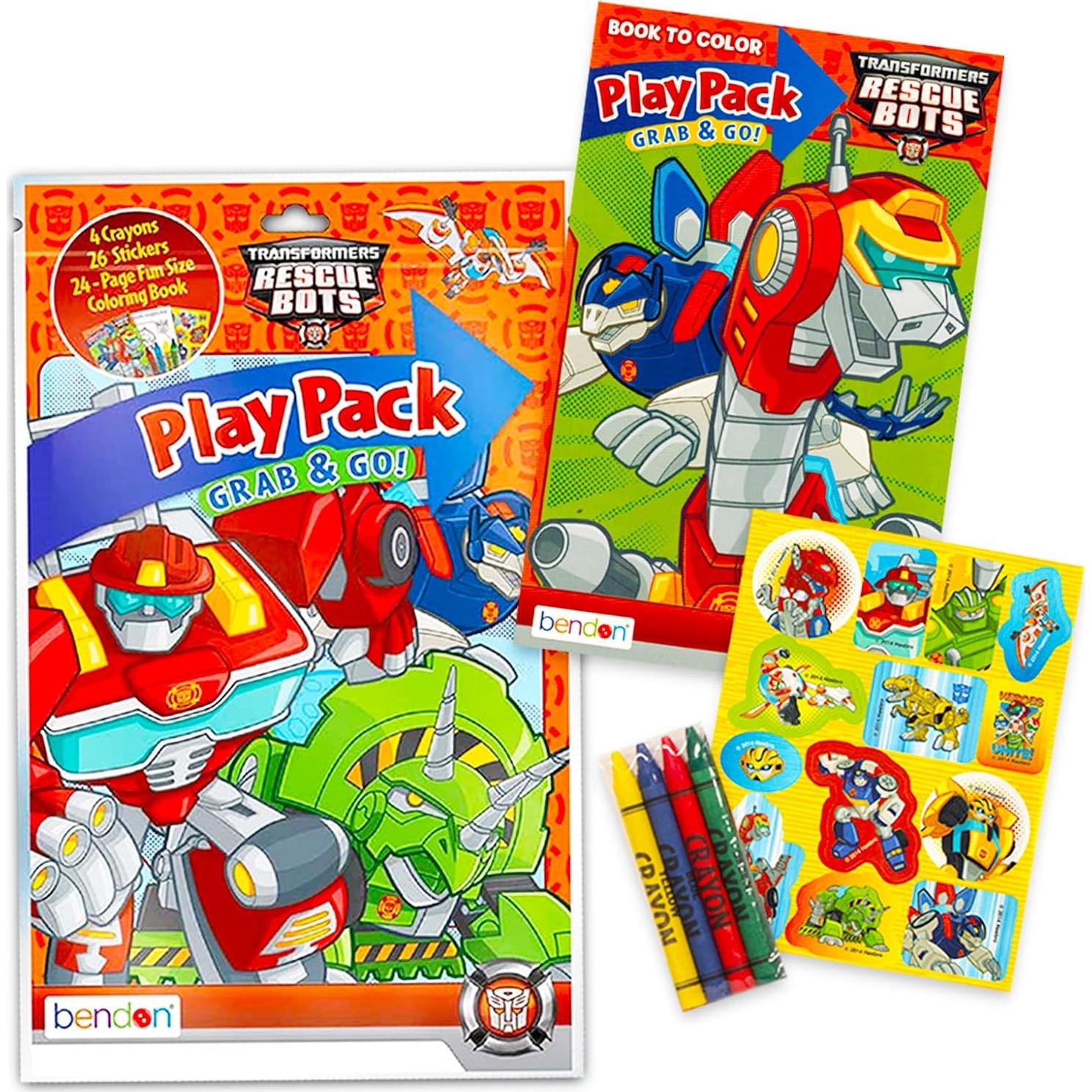 Conjunto de libros para colorear Transformers Rescue Bots