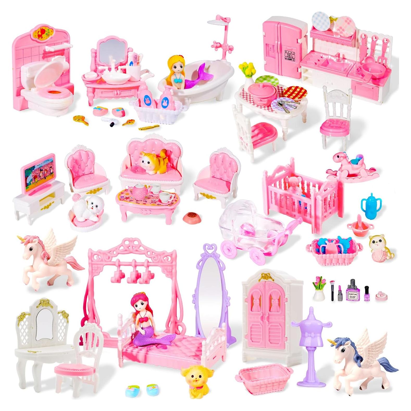 Set de Muebles Miniatura Rosa 92 Pcs Pamonrueer 1:12