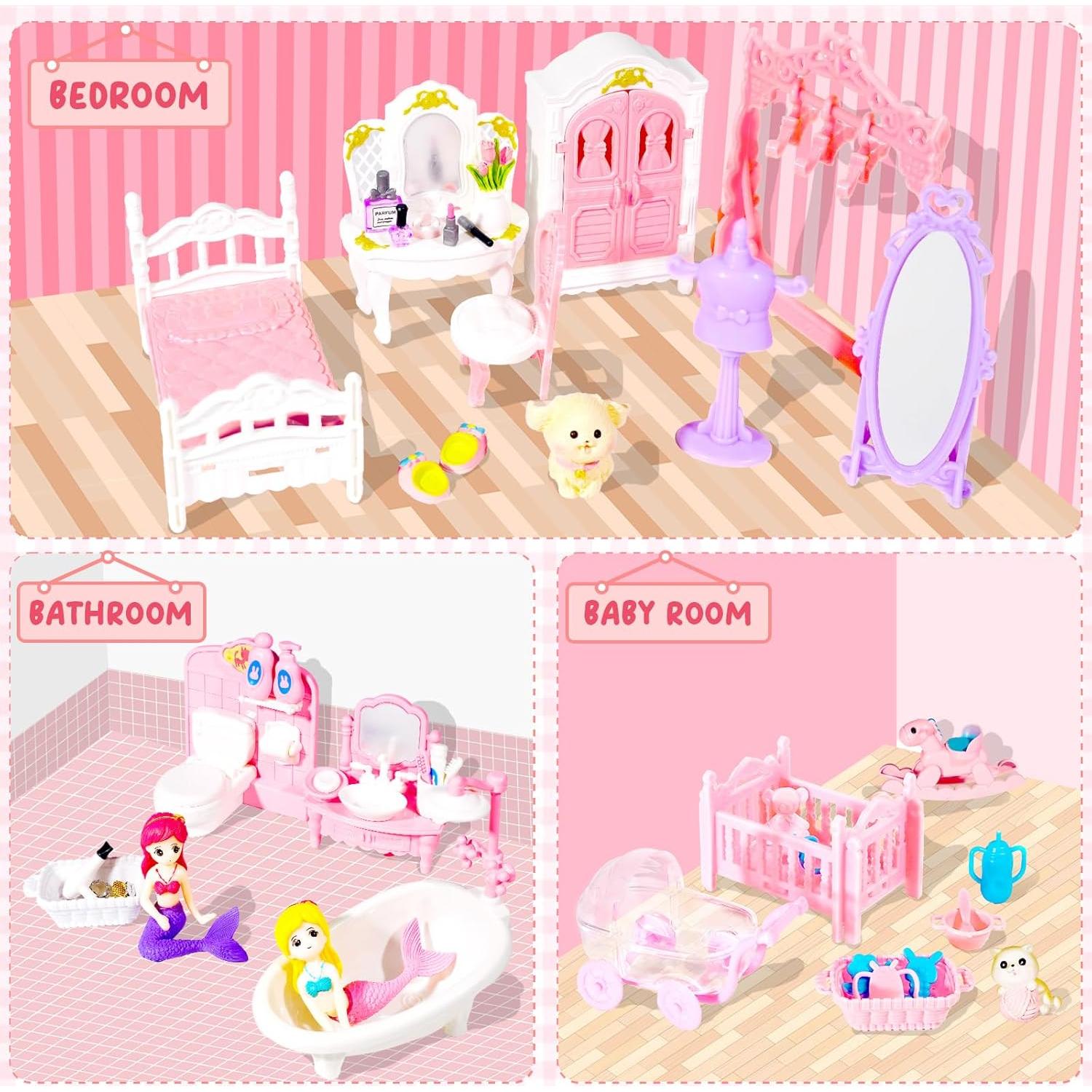 Set de Muebles Miniatura Rosa 92 Pcs Pamonrueer 1:12