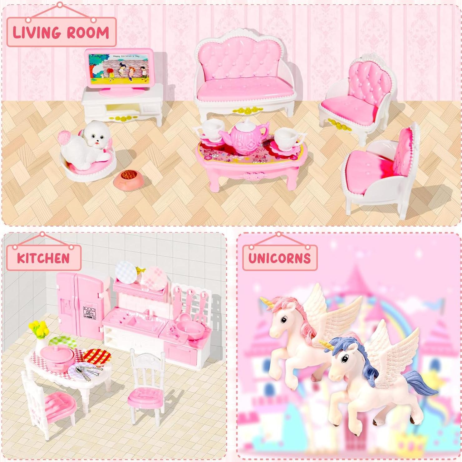 Set de Muebles Miniatura Rosa 92 Pcs Pamonrueer 1:12