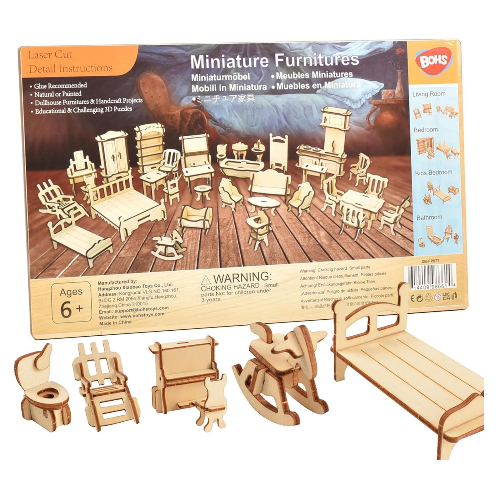 Conjunto de Muebles para Casa de Muñecas BOHS 34 Piezas 1:24
