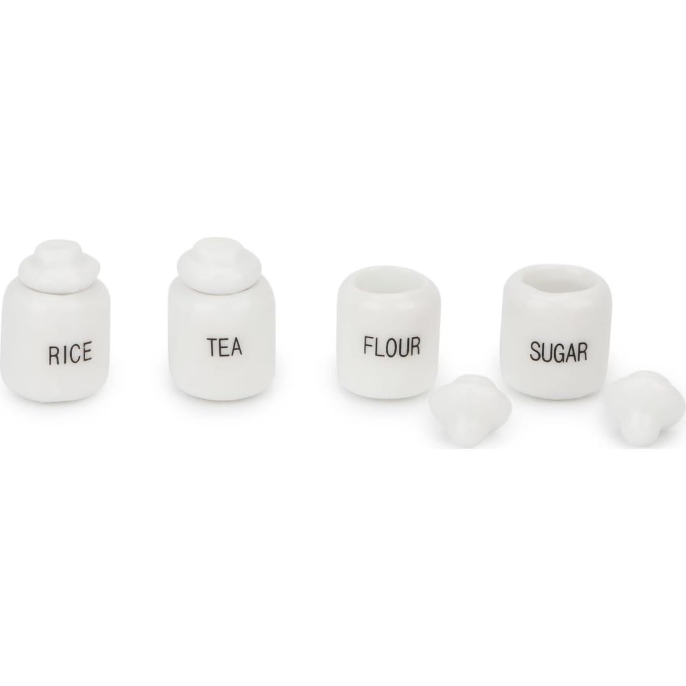Juego de 4 Tarros de Azúcar Miniatura Cutemini 1:12 Porcelana