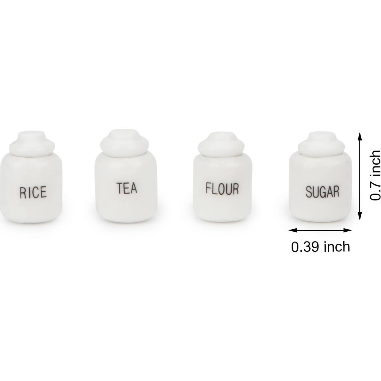 Juego de 4 Tarros de Azúcar Miniatura Cutemini 1:12 Porcelana