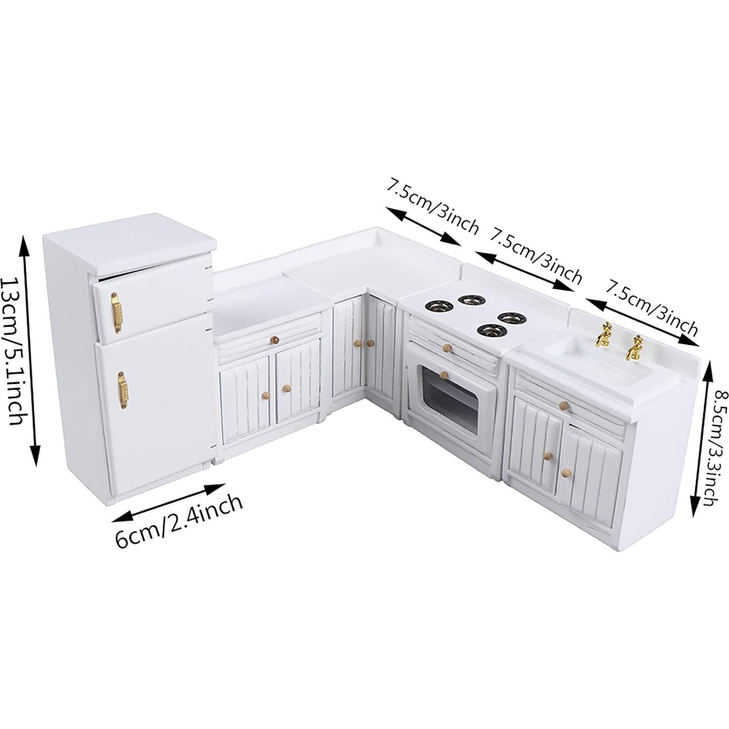 Kit de Muebles de Cocina para Casa de Muñecas Haomian 1:12