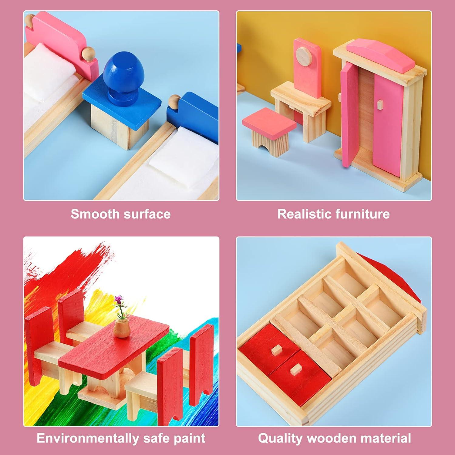 Conjunto de Muebles de Madera Sumind con 27 Piezas y 8 Figuras