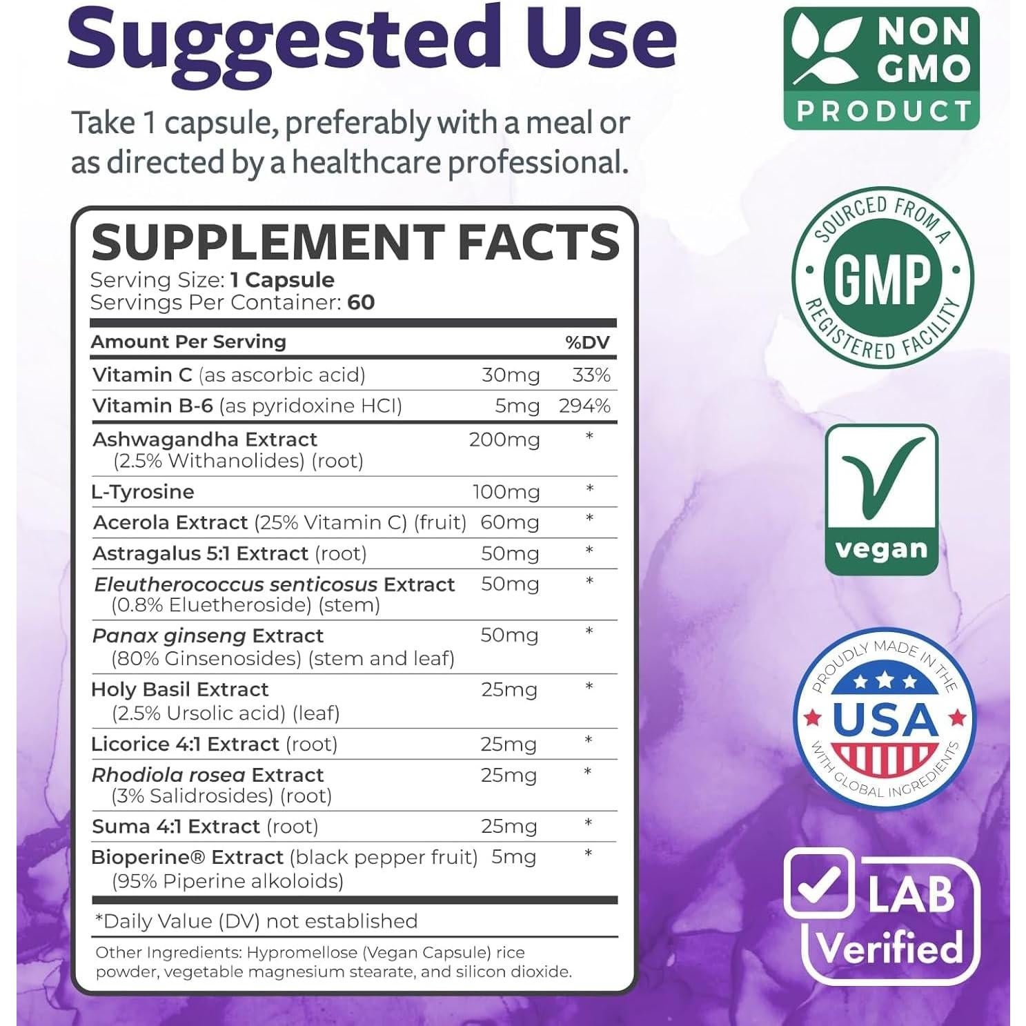 Suplemento de Apoyo Adrenal Healths Harmony 60 Cápsulas