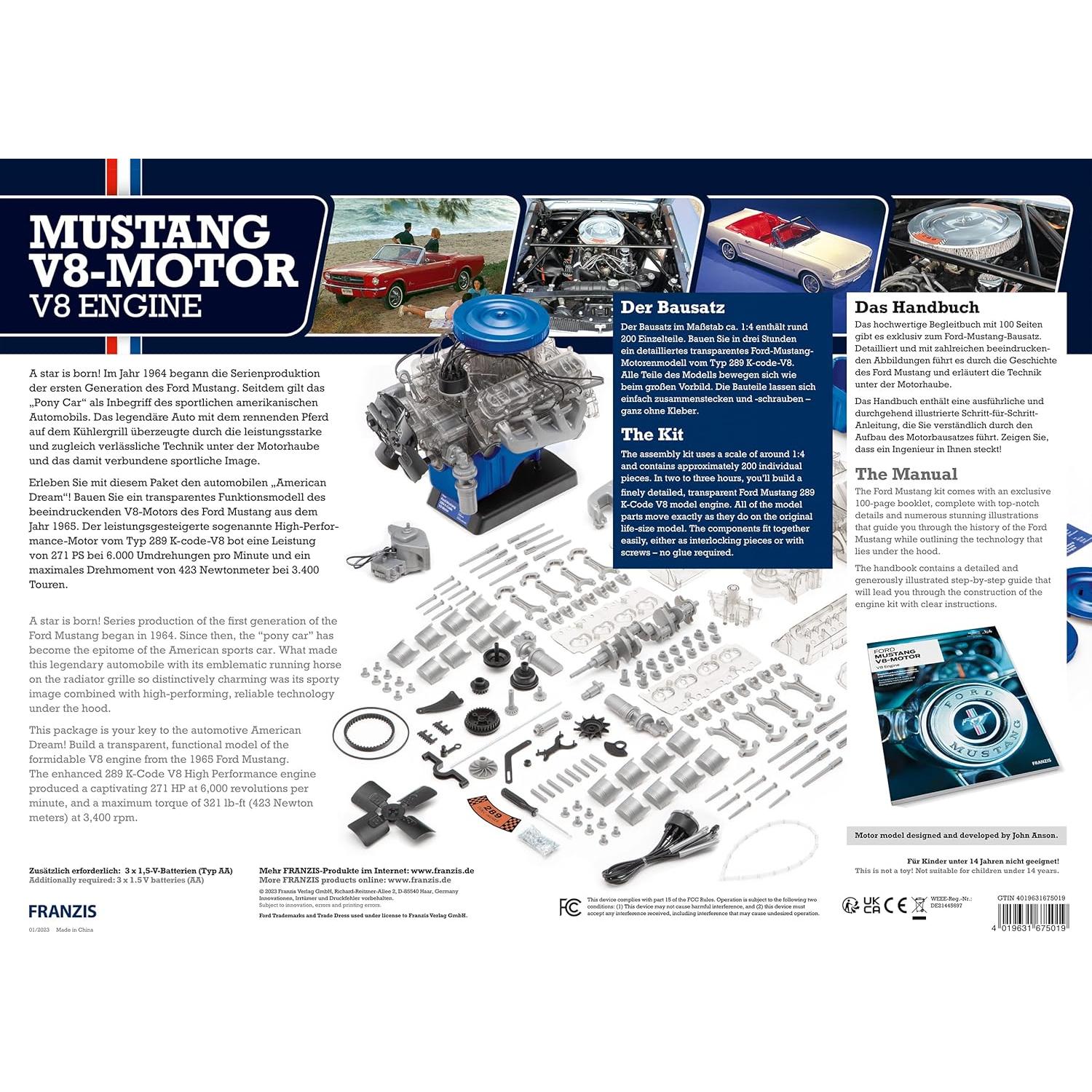 Kit de Modelo Motor V8 K-Code 289 Ford Mustang 1965