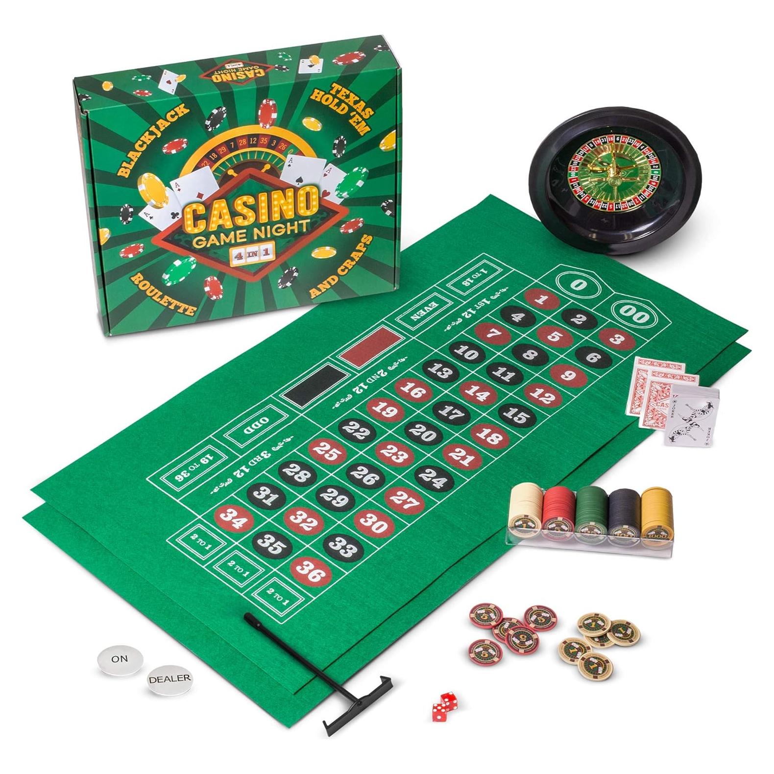 Juego de Casino 4-en-1 Brybelly con Fieltros y Fichas