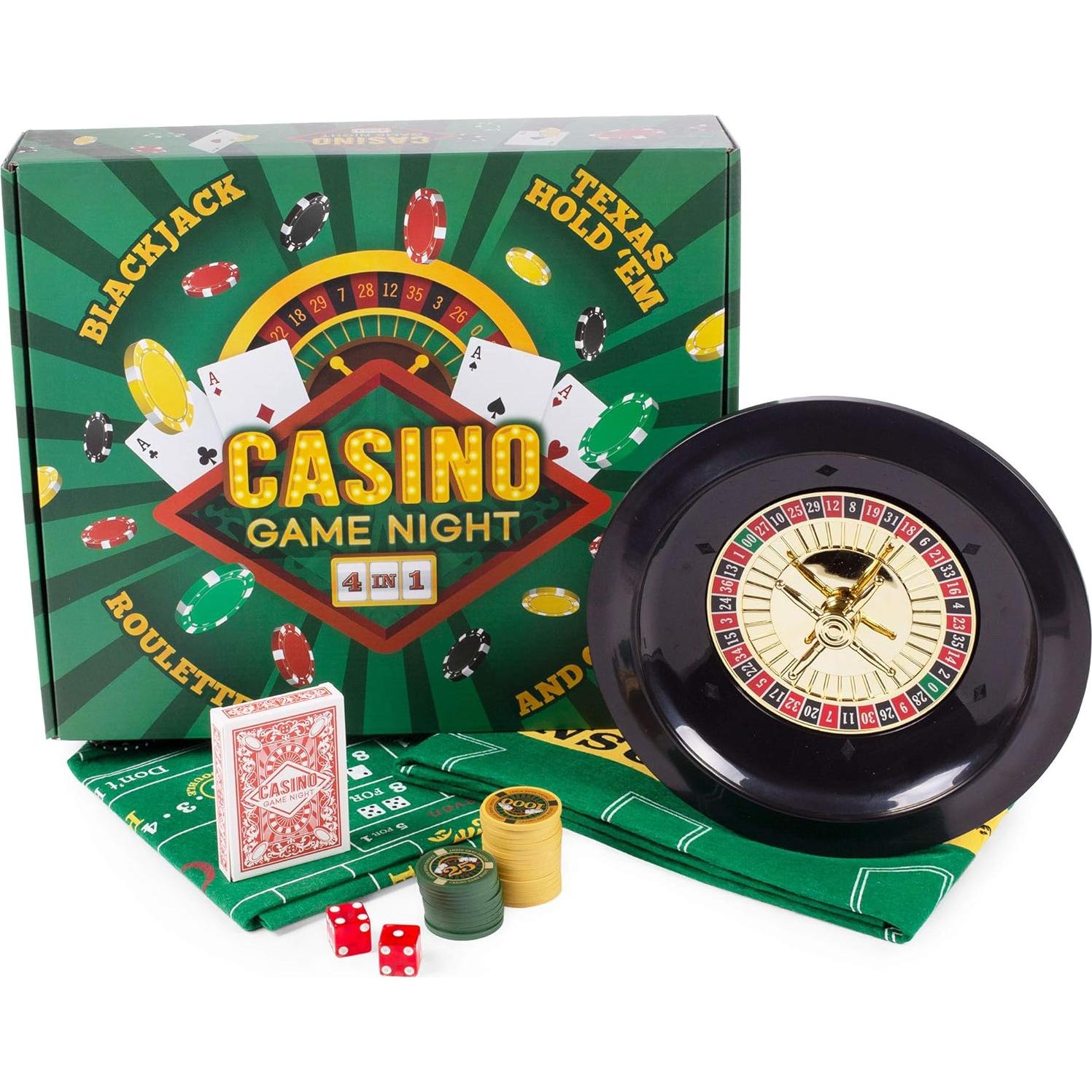Juego de Casino 4-en-1 Brybelly con Fieltros y Fichas