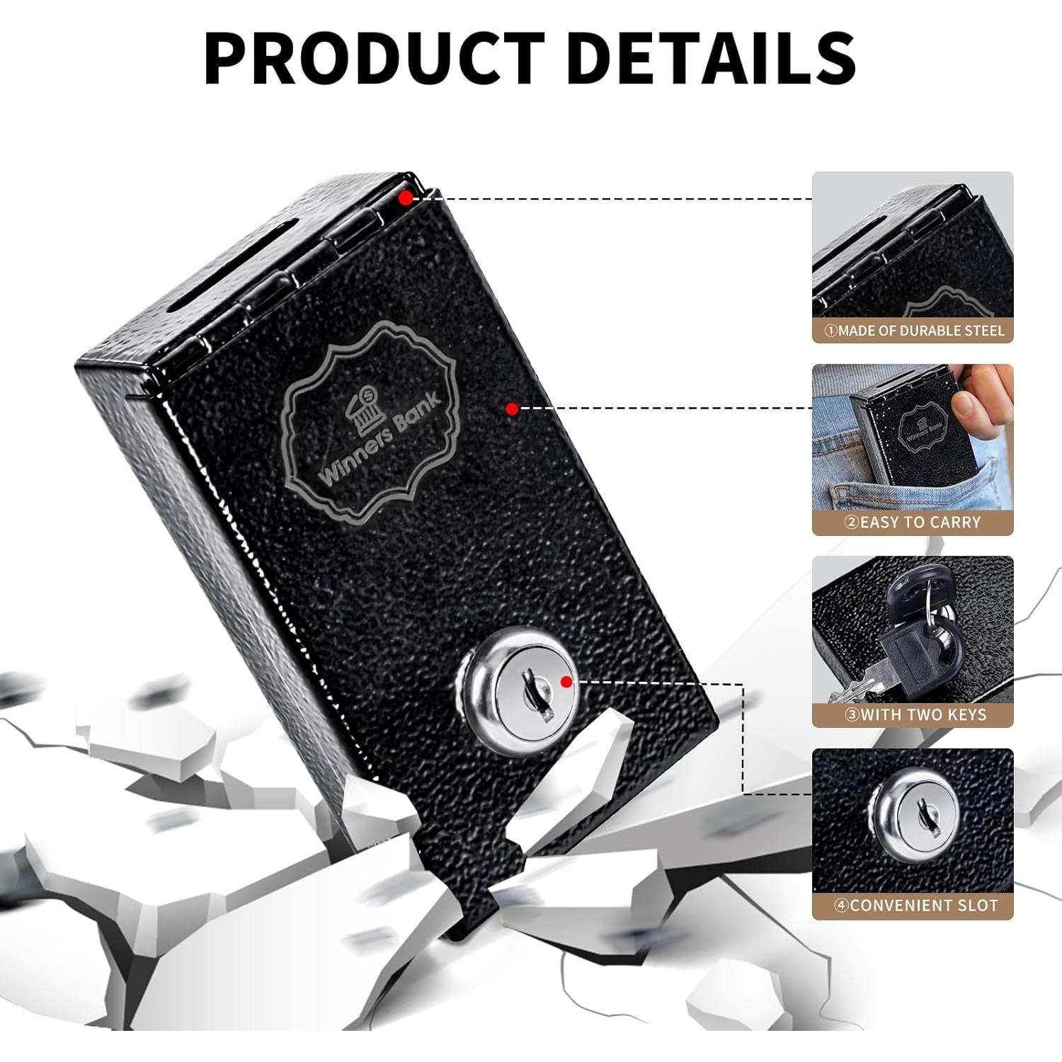 Banco de Ganadores KishYa Caja de Metal Portátil con Llave