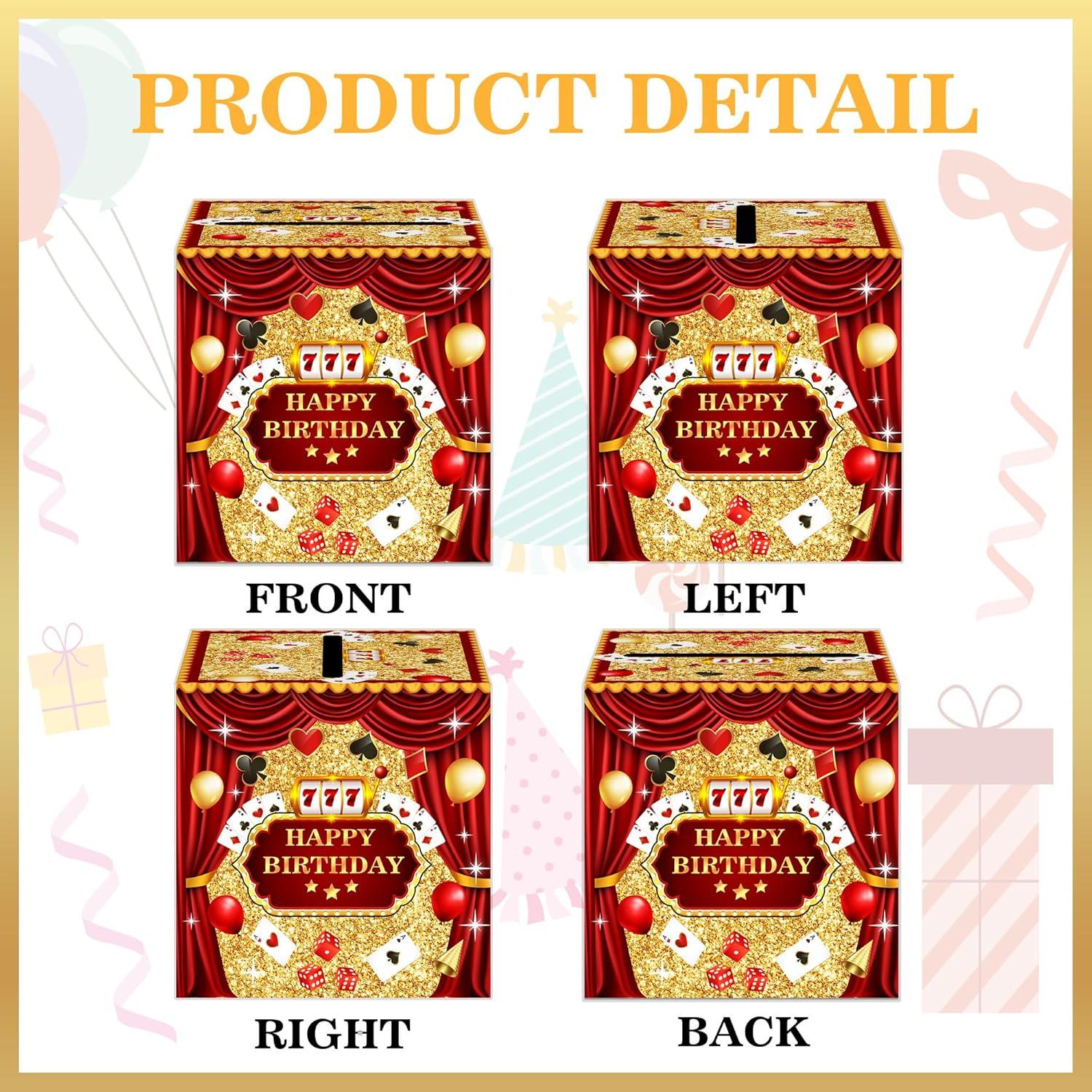 Caja de Regalo de Dinero Temática Casino DEANHOT 13x13cm