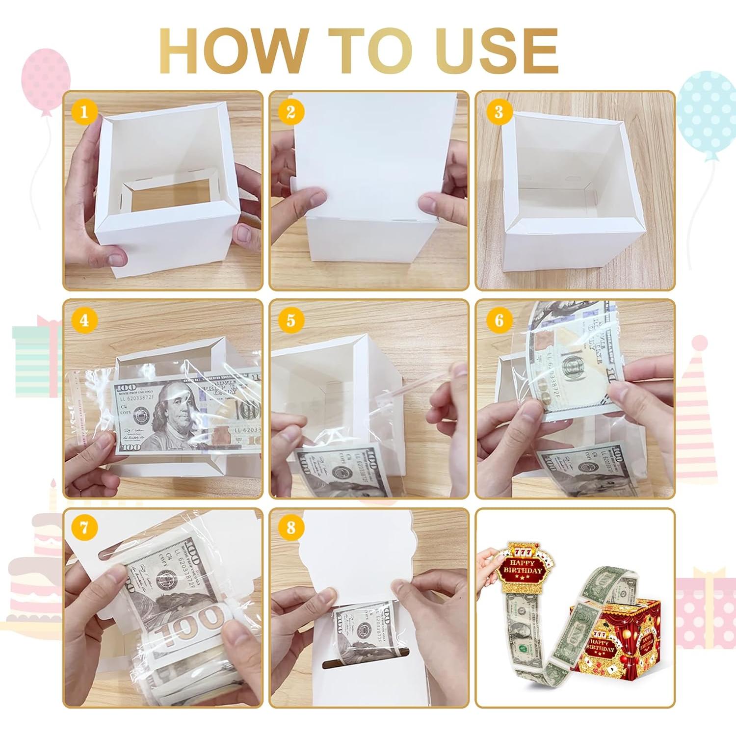 Caja de Regalo de Dinero Temática Casino DEANHOT 13x13cm