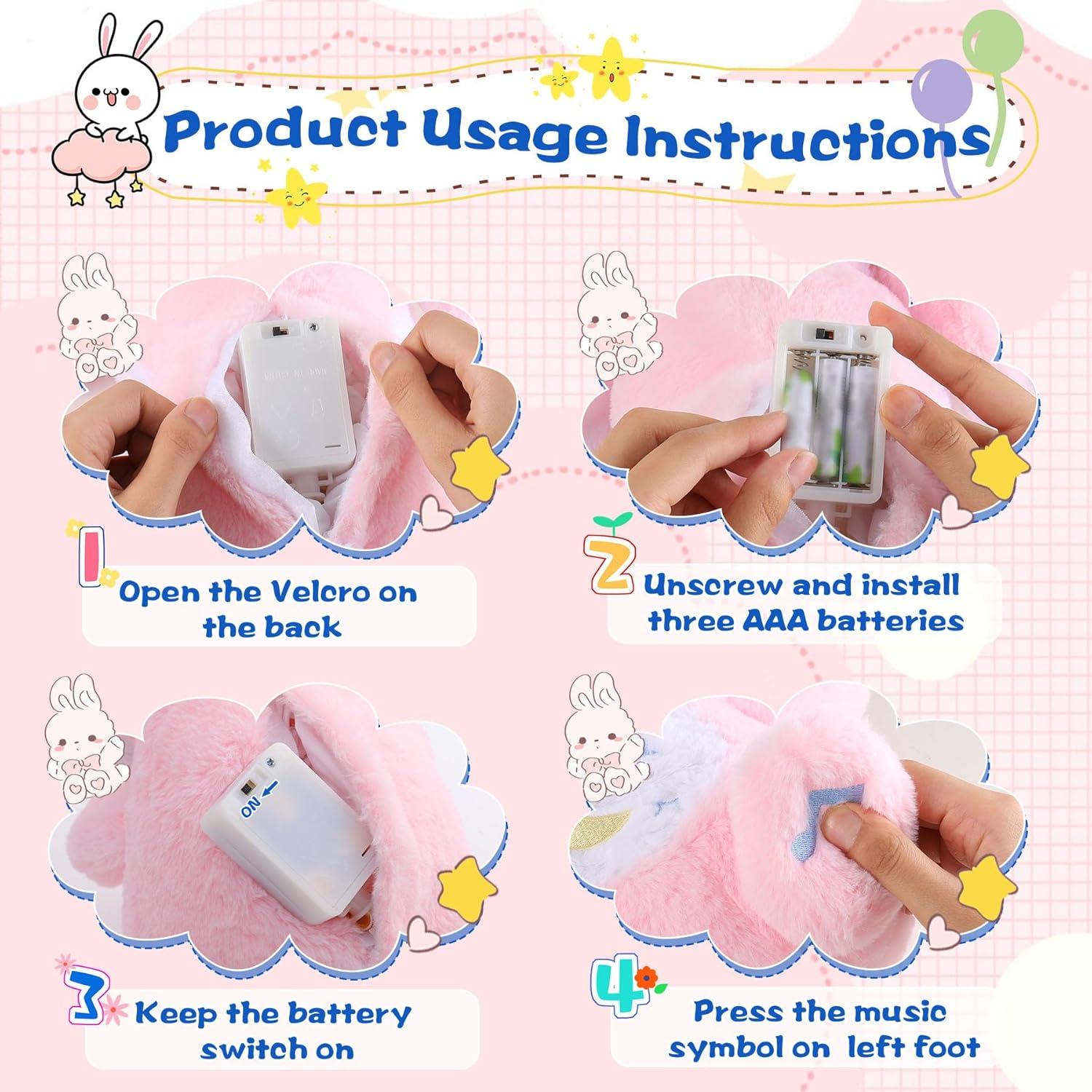 Conejo de Peluche que Respira MIAODAM Rosa 29cm para Bebés