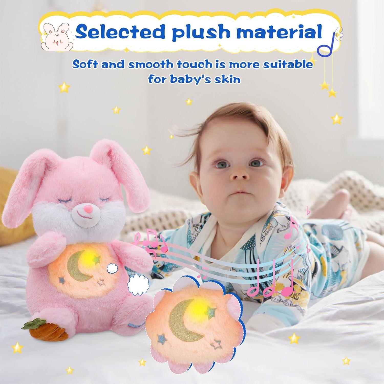 Conejo de Peluche que Respira MIAODAM Rosa 29cm para Bebés