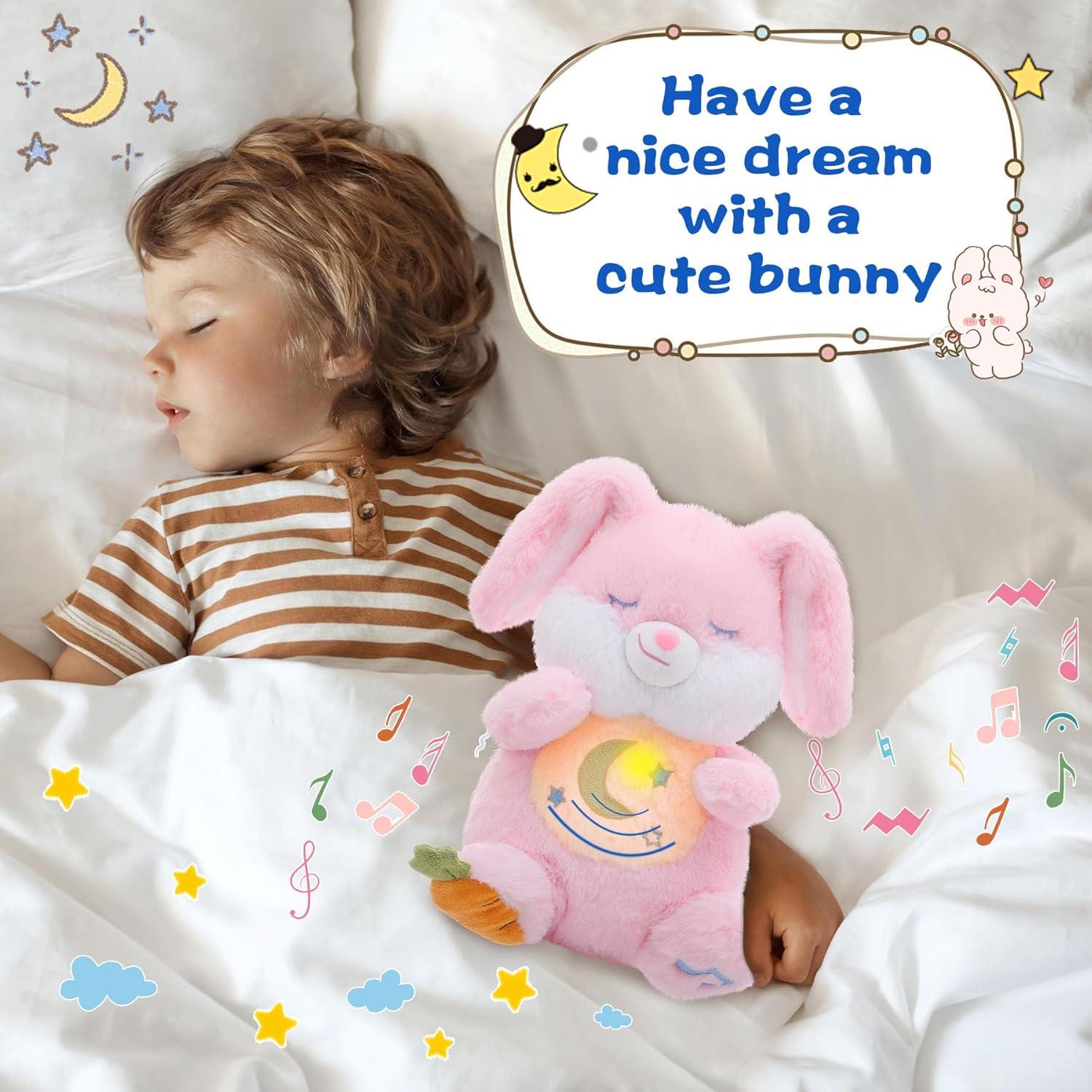 Conejo de Peluche que Respira MIAODAM Rosa 29cm para Bebés