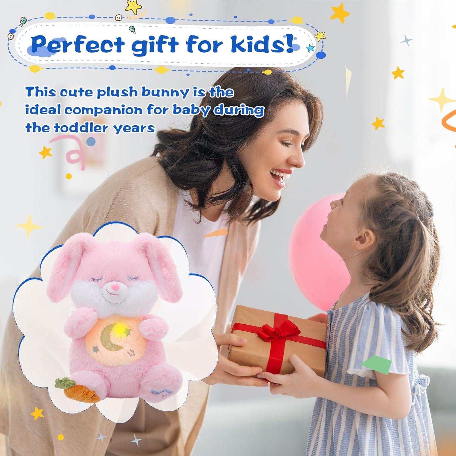 Conejo de Peluche que Respira MIAODAM Rosa 29cm para Bebés