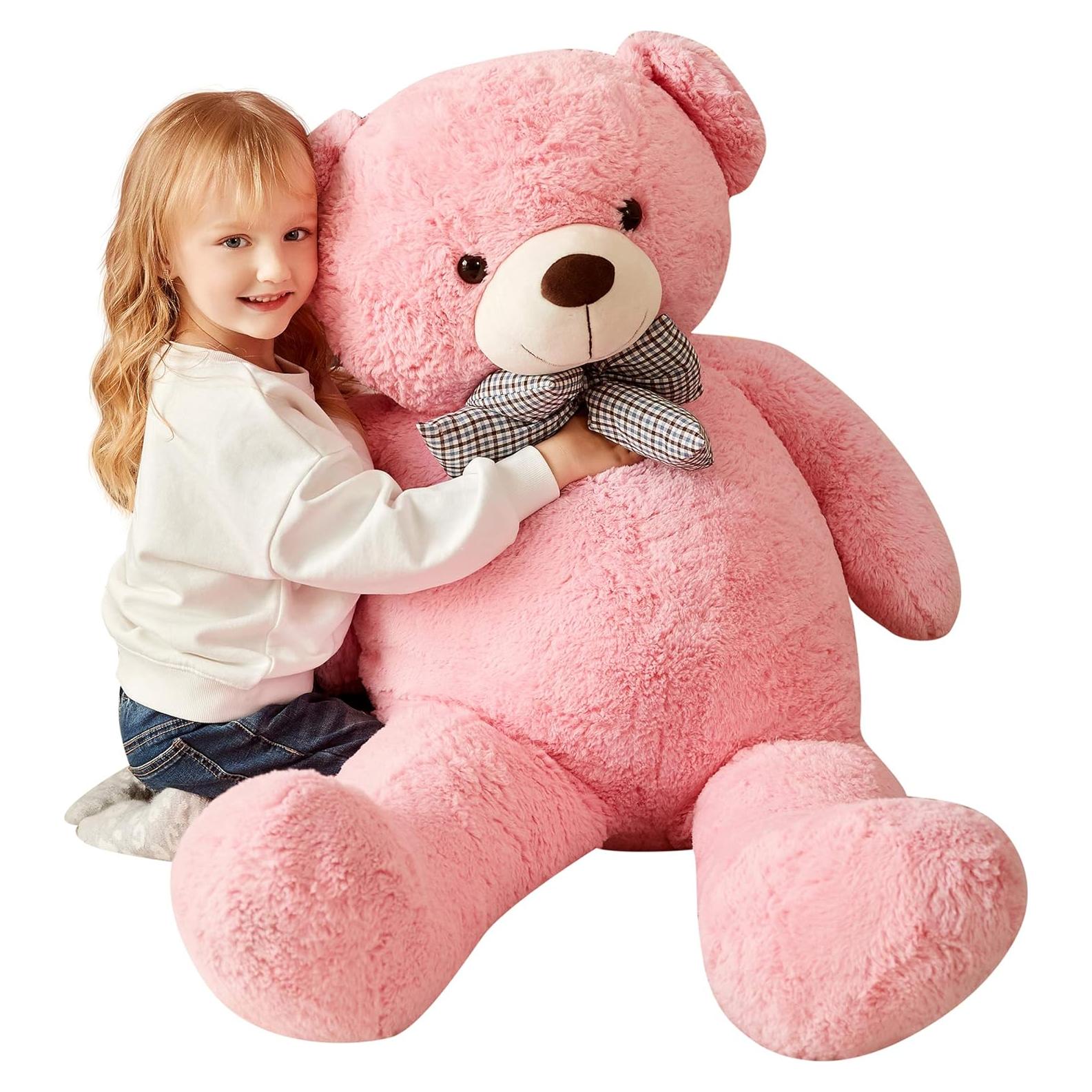 Oso de Peluche Gigante IKASA Rosa 119 cm Suave y Duradero