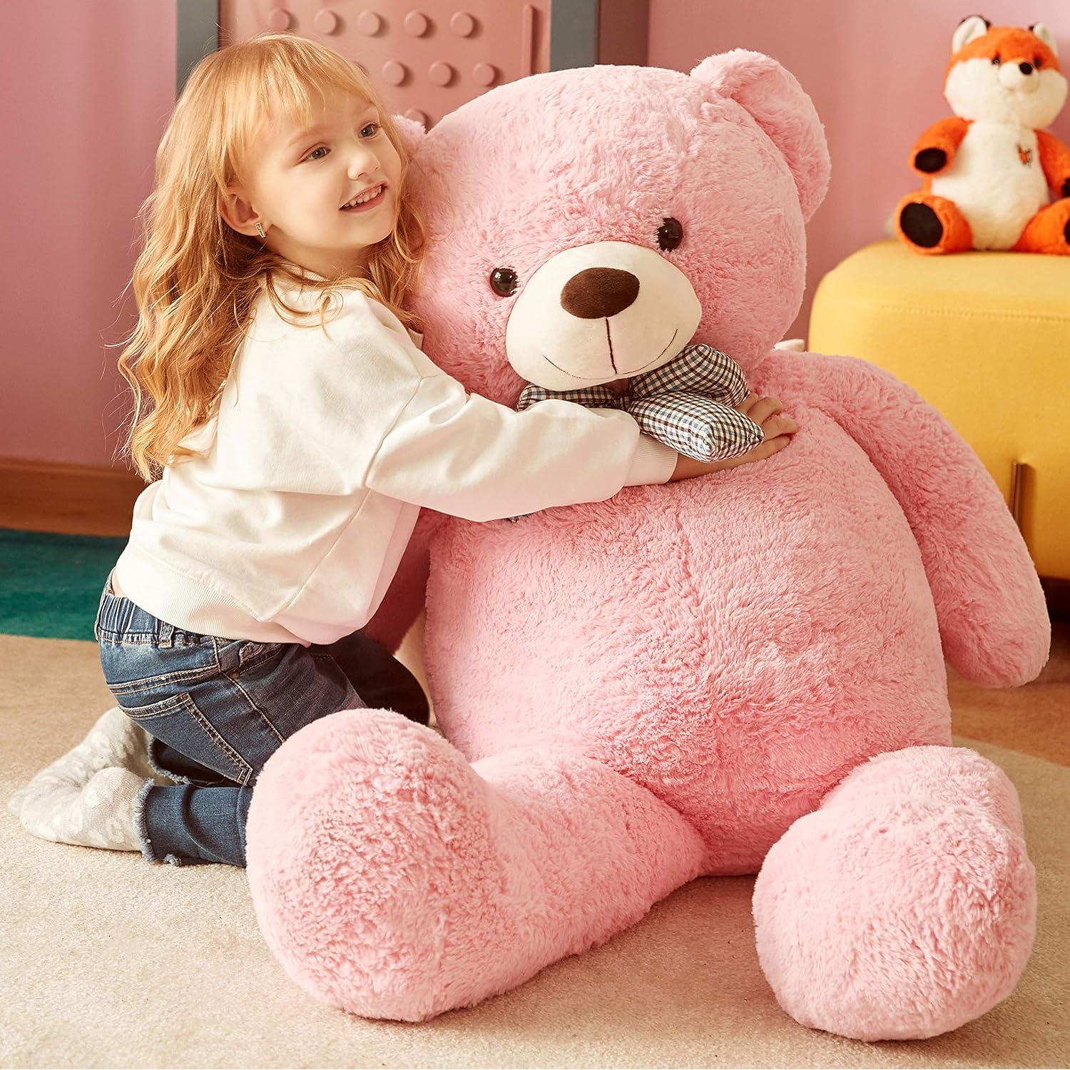 Oso de Peluche Gigante IKASA Rosa 119 cm Suave y Duradero