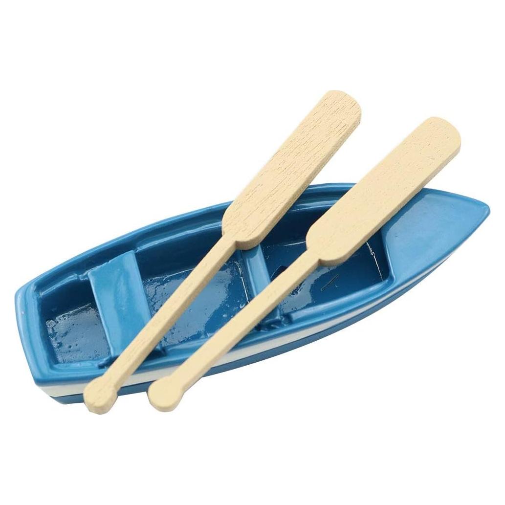 Mini Barco Azul LQ Industrial con Remos para Decoración 6.2cm
