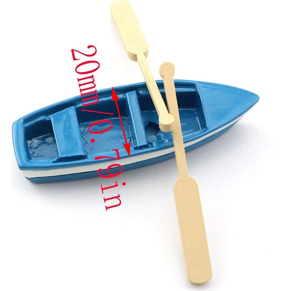 Mini Barco Azul LQ Industrial con Remos para Decoración 6.2cm