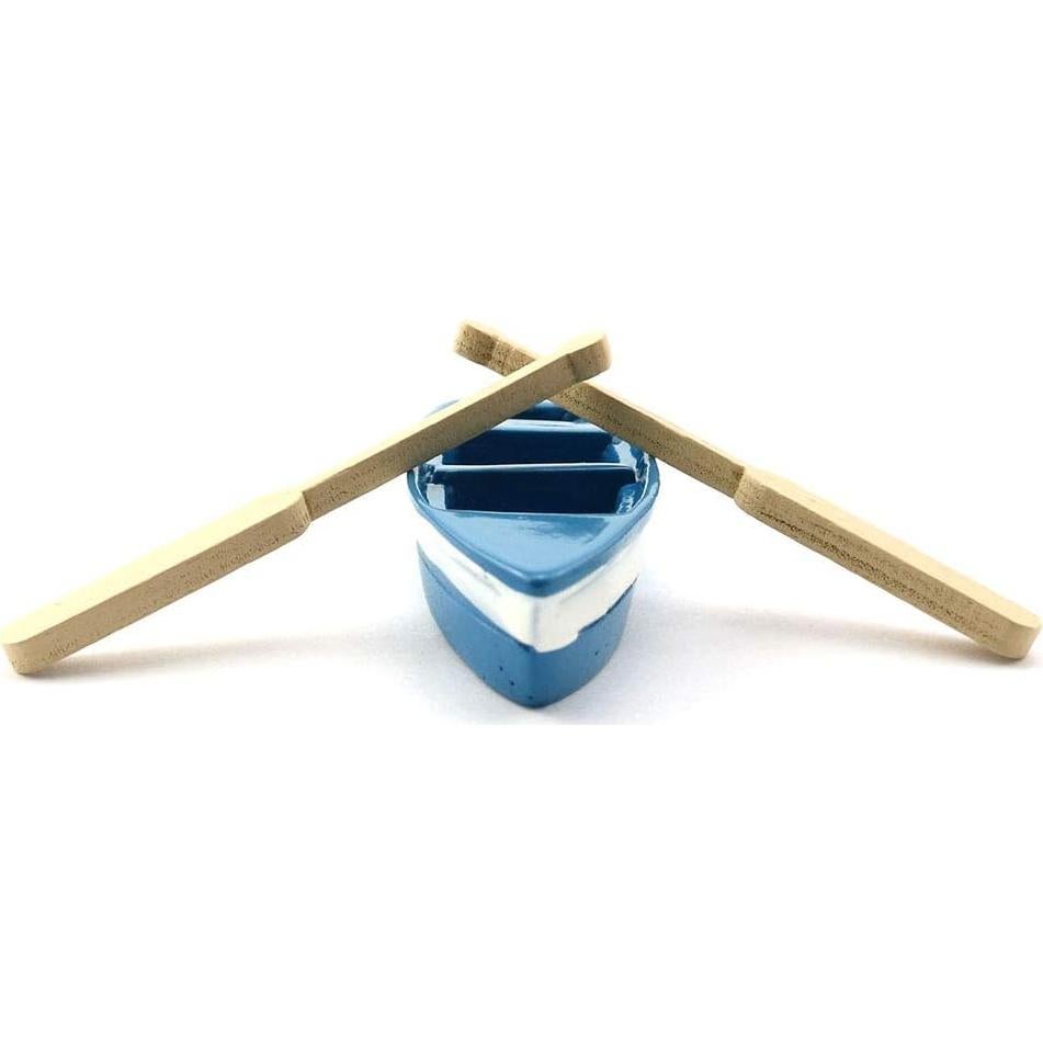 Mini Barco Azul LQ Industrial con Remos para Decoración 6.2cm