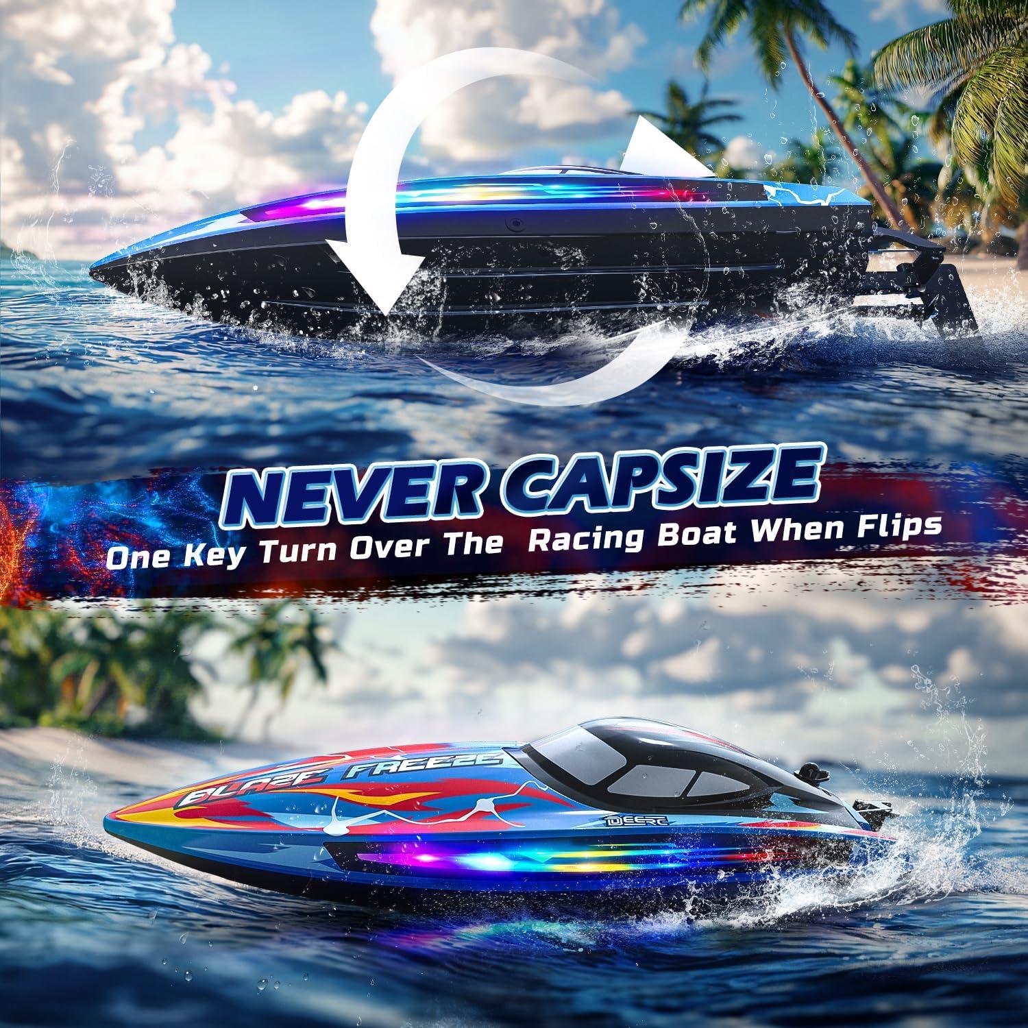 Barco RC DEERC YK080-CA Acuático 32KPH con Luces LED