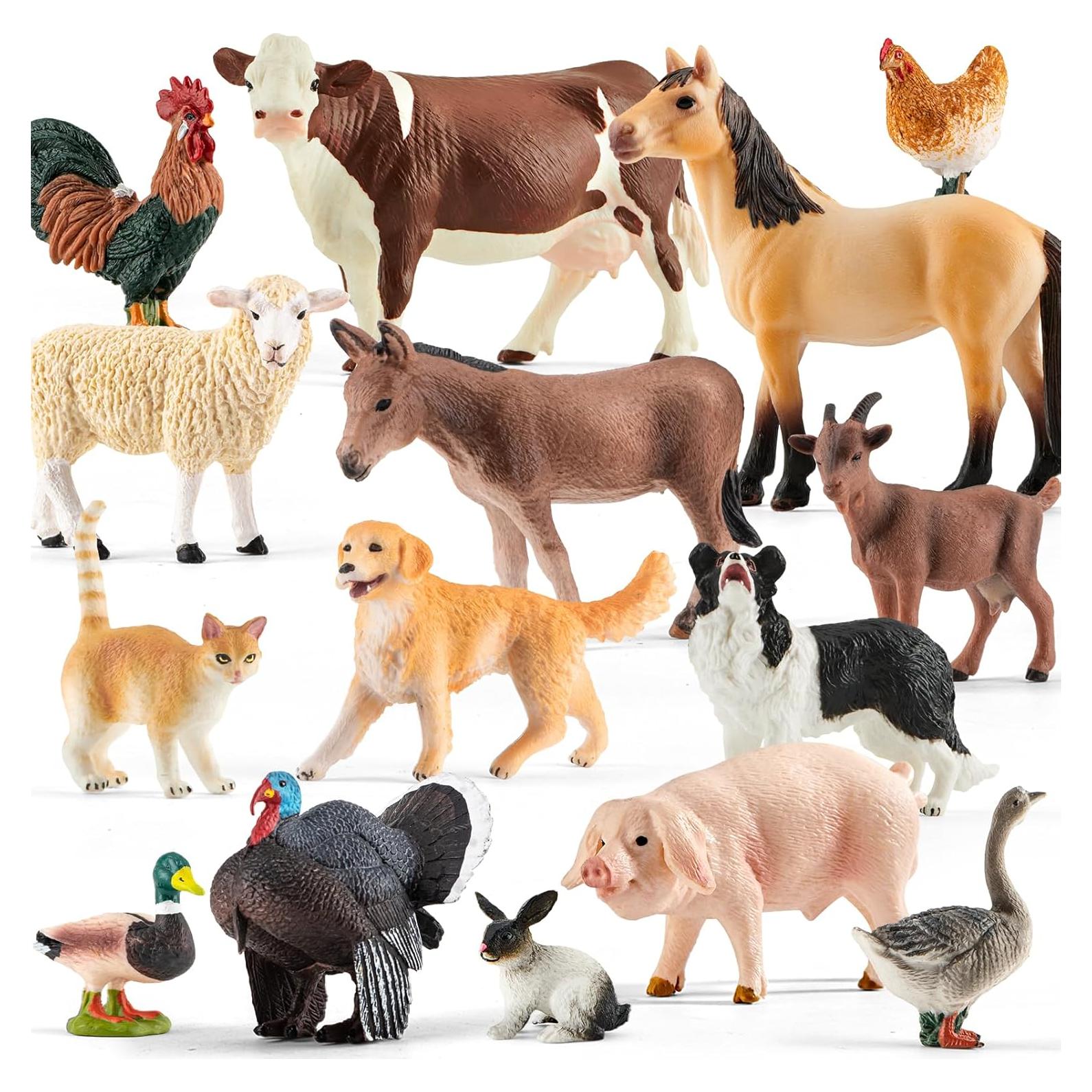 Conjunto de 15 Figuras de Animales de Granja Plástico Guanglin