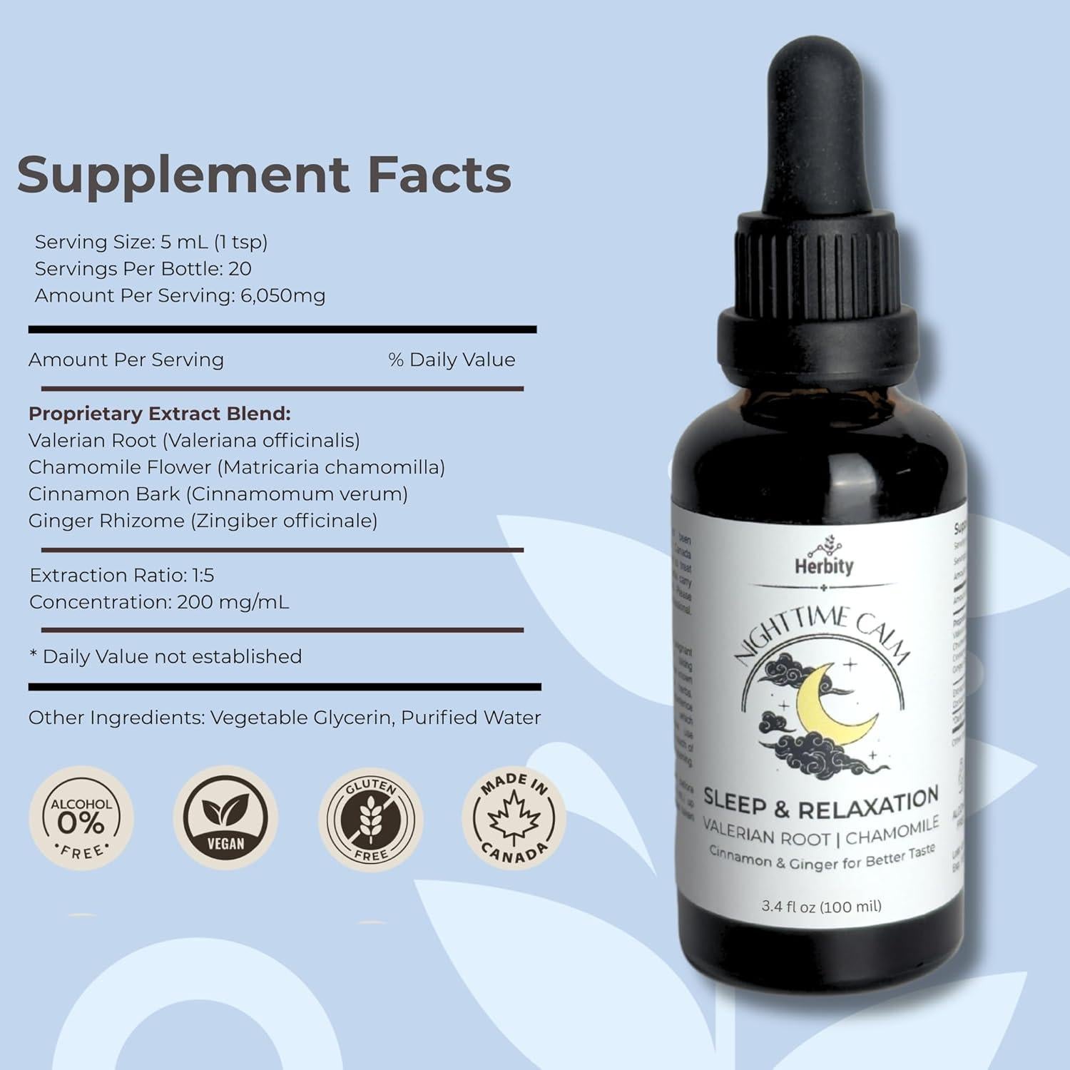 Gotas Calmantes Herbales Herbity 50.3 ml - Valeriana y Manzanilla