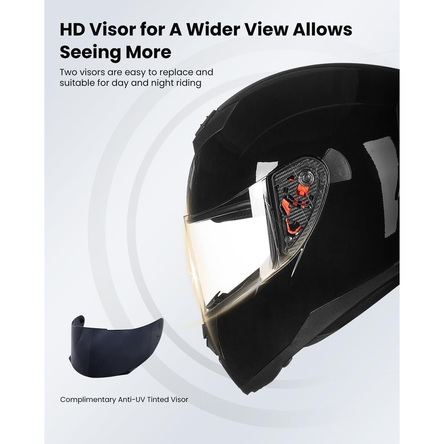 Casco de Motocicleta ILM 317 Negro Brillante XL Certificado DOT